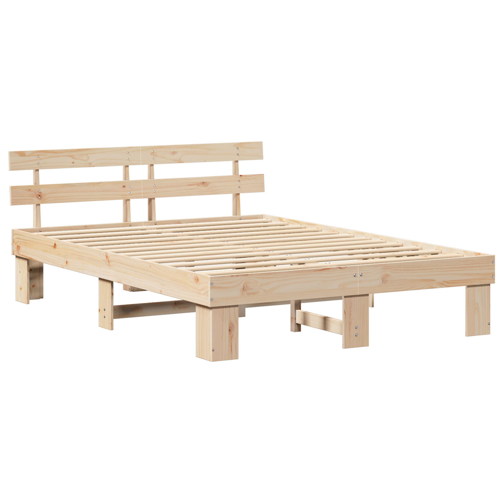 Bed Frame with Headboard 140x200 cm Solid Wood Pine - Image 3