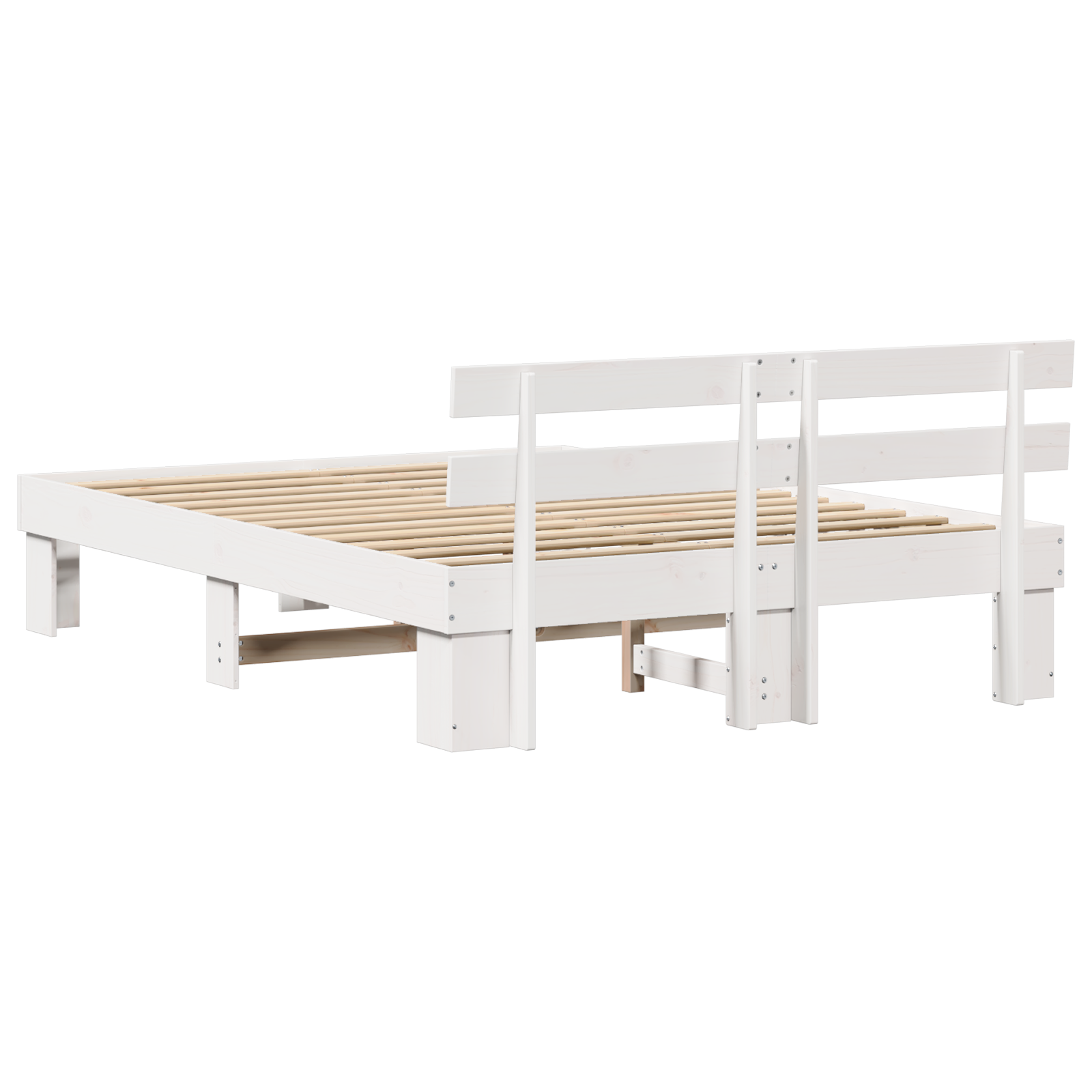 Bed Frame with Headboard White 140x200 cm Solid Wood Pine - Image 8