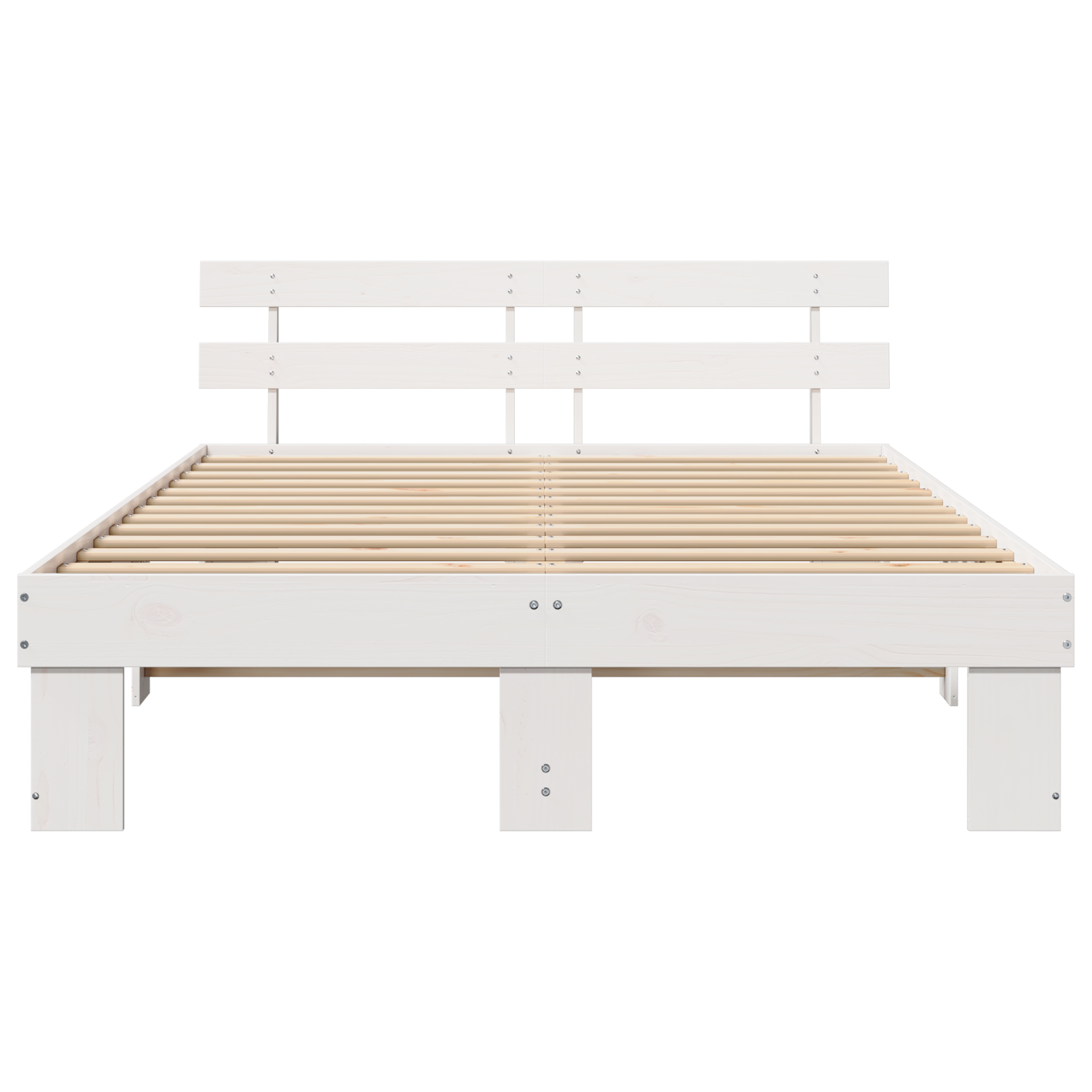 Bed Frame with Headboard White 140x200 cm Solid Wood Pine - Image 6