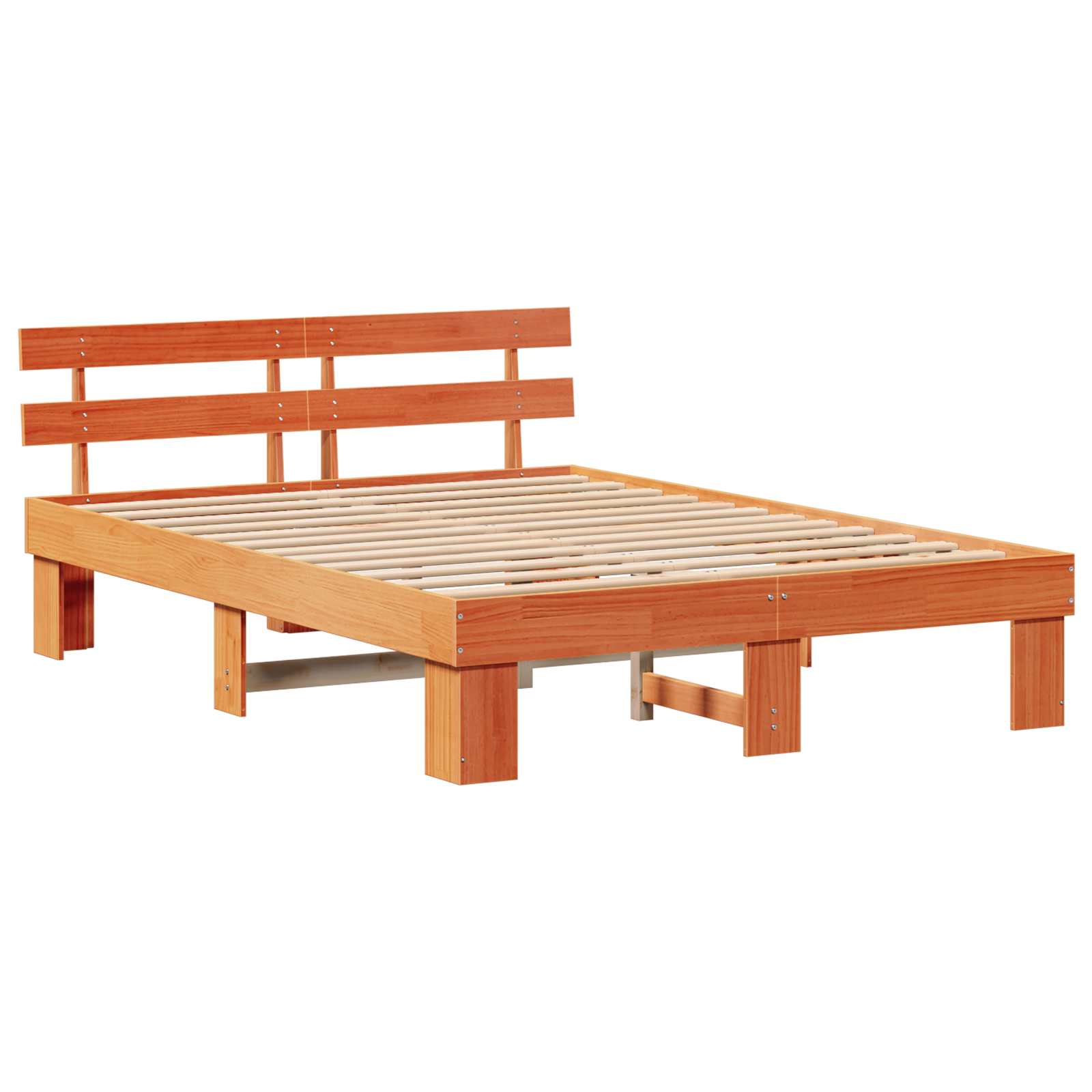 Bed Frame with Headboard Wax Brown 140x200 cm Solid Wood Pine - Image 3