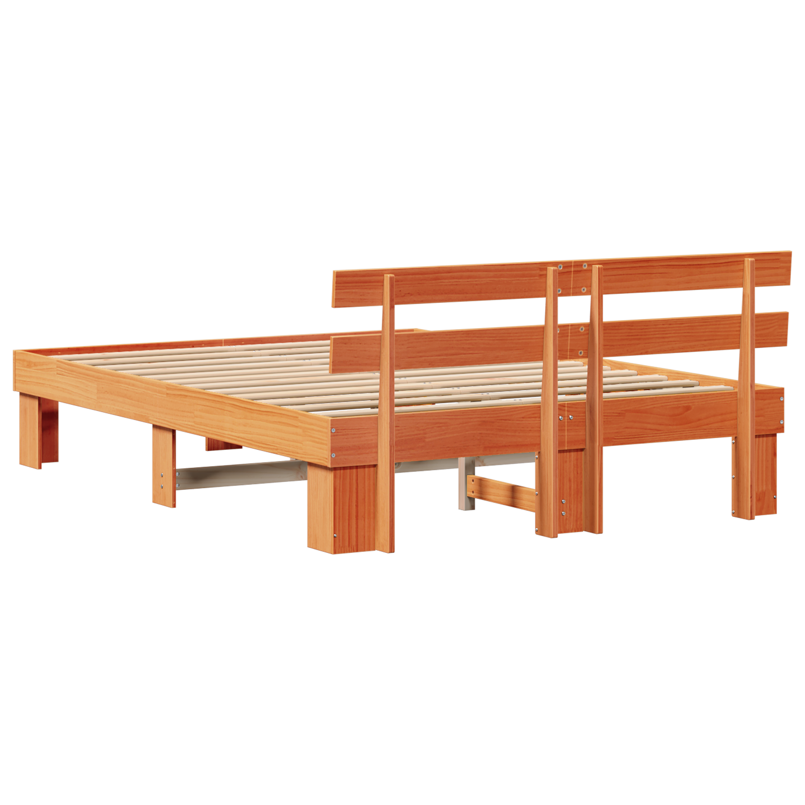 Bed Frame with Headboard Wax Brown 140x200 cm Solid Wood Pine - Image 8