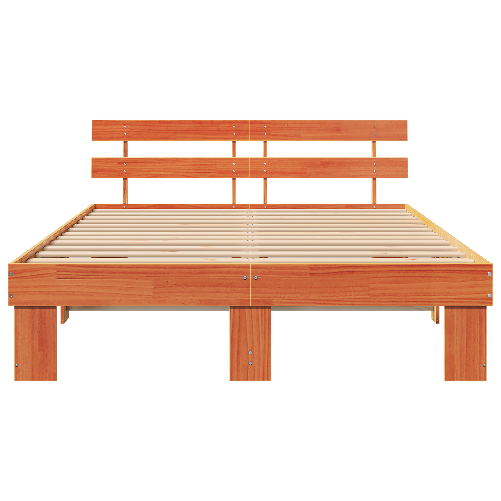 Bed Frame with Headboard Wax Brown 140x200 cm Solid Wood Pine - Image 6