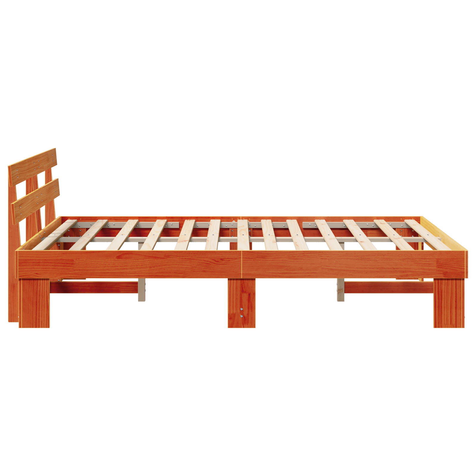 Bed Frame with Headboard Wax Brown 140x200 cm Solid Wood Pine - Image 7