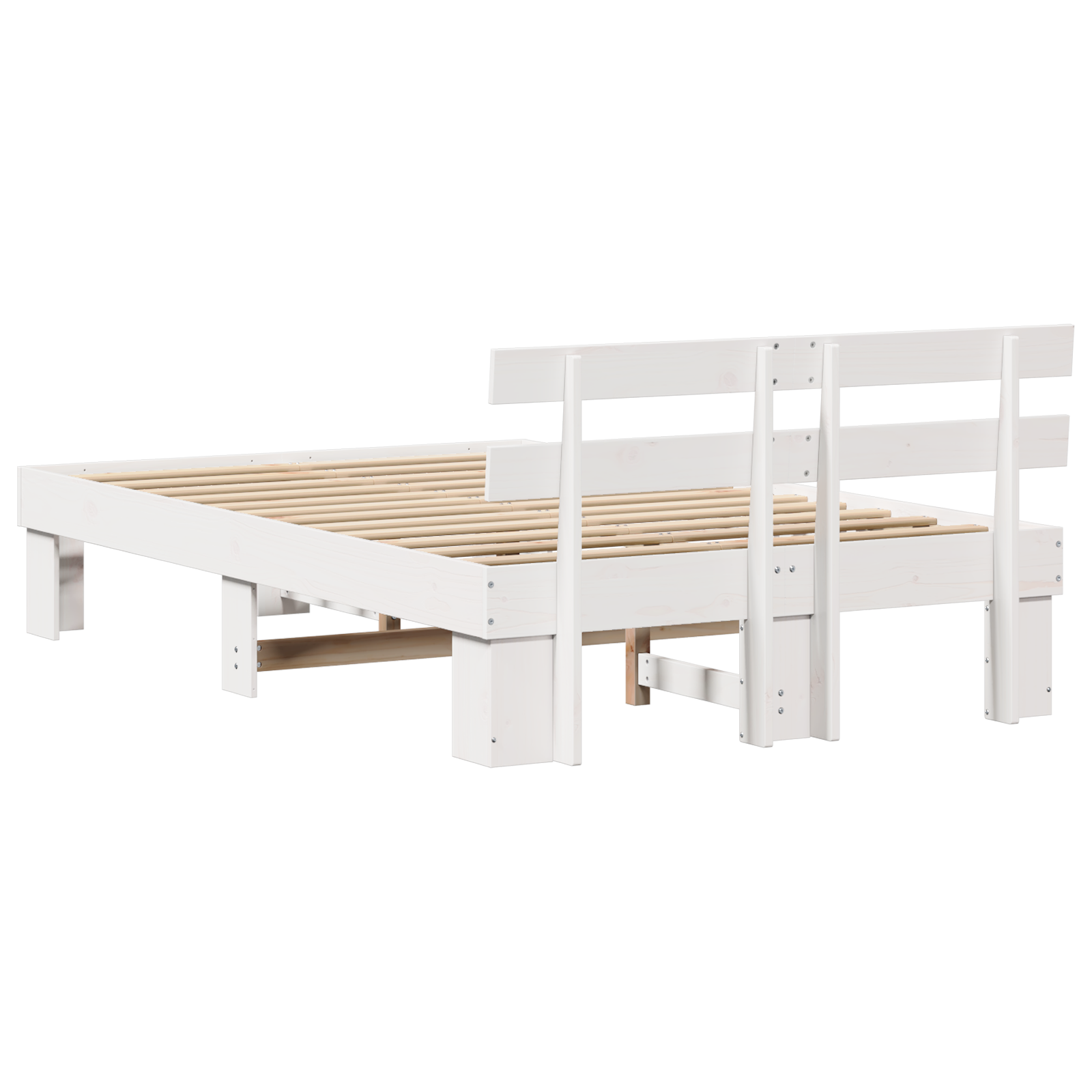 Bed Frame with Headboard White 120x200 cm Solid Wood Pine - Image 8