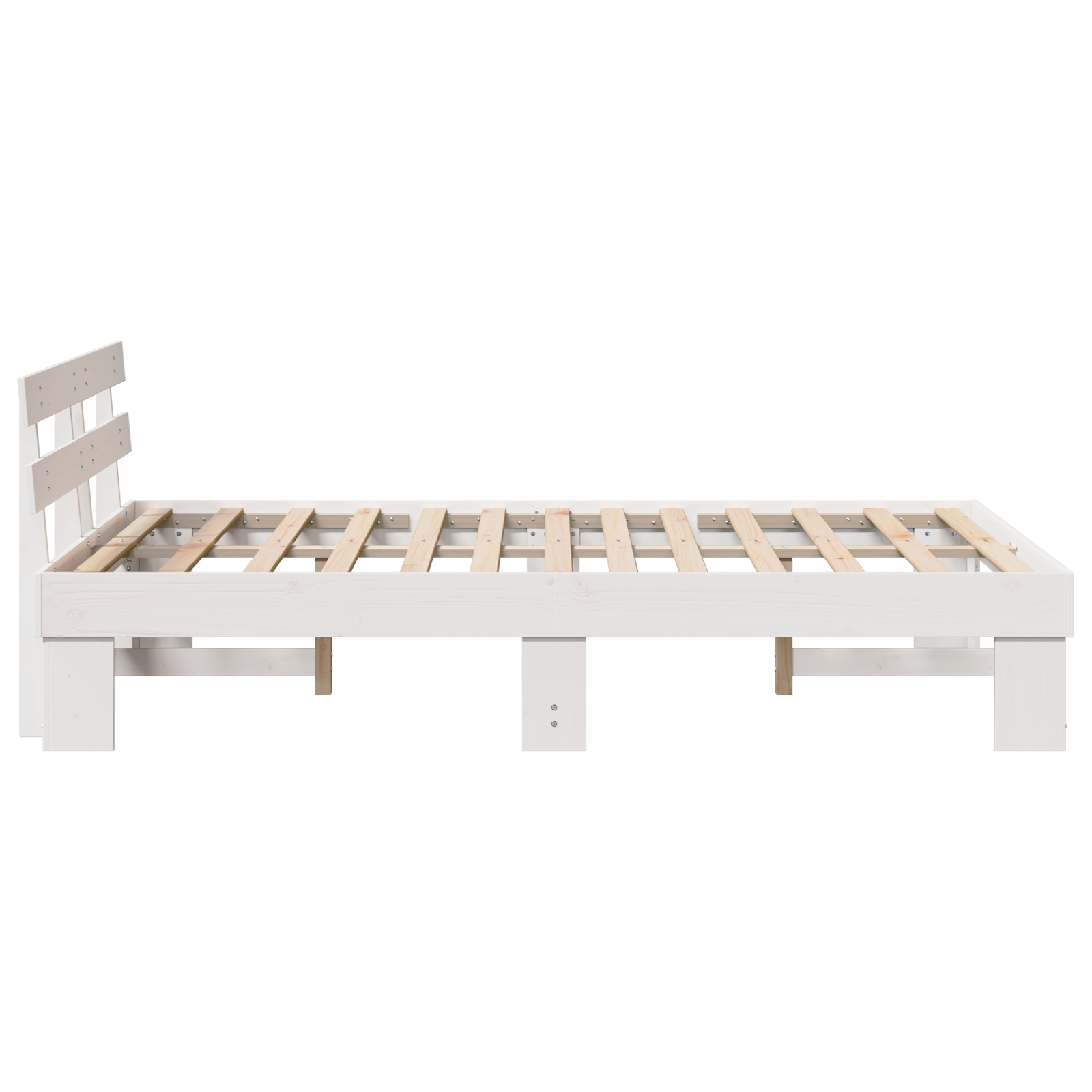 Bed Frame with Headboard White 140x190 cm Solid Wood Pine - Image 7