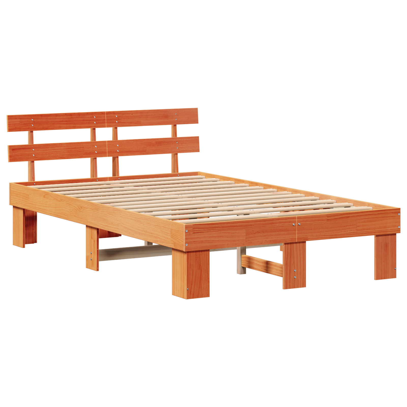 Bed Frame with Headboard Wax Brown 140x190 cm Solid Wood Pine - Image 3