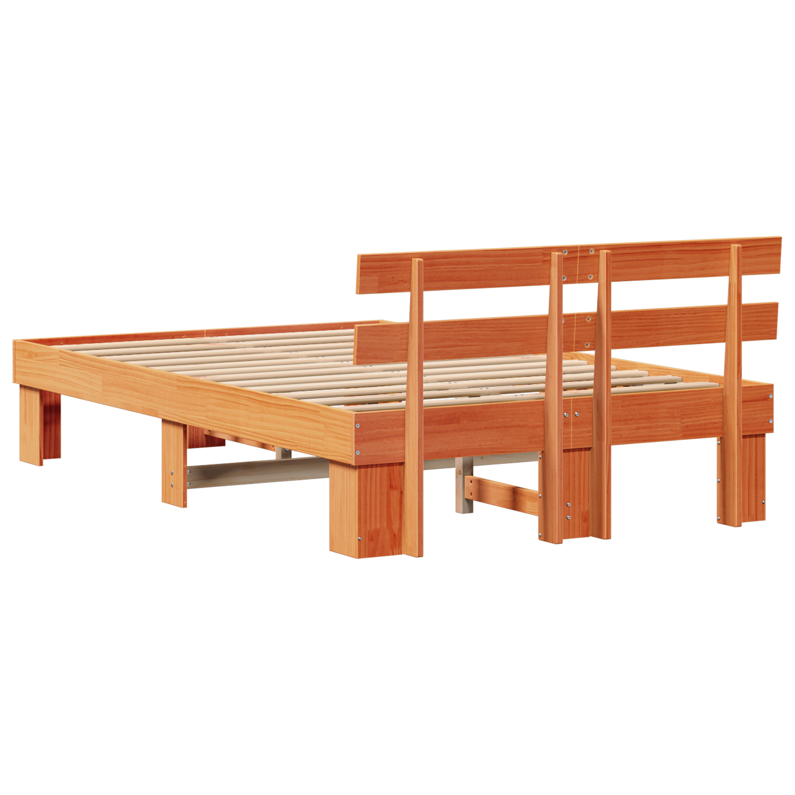 Bed Frame with Headboard Wax Brown 140x190 cm Solid Wood Pine - Image 8