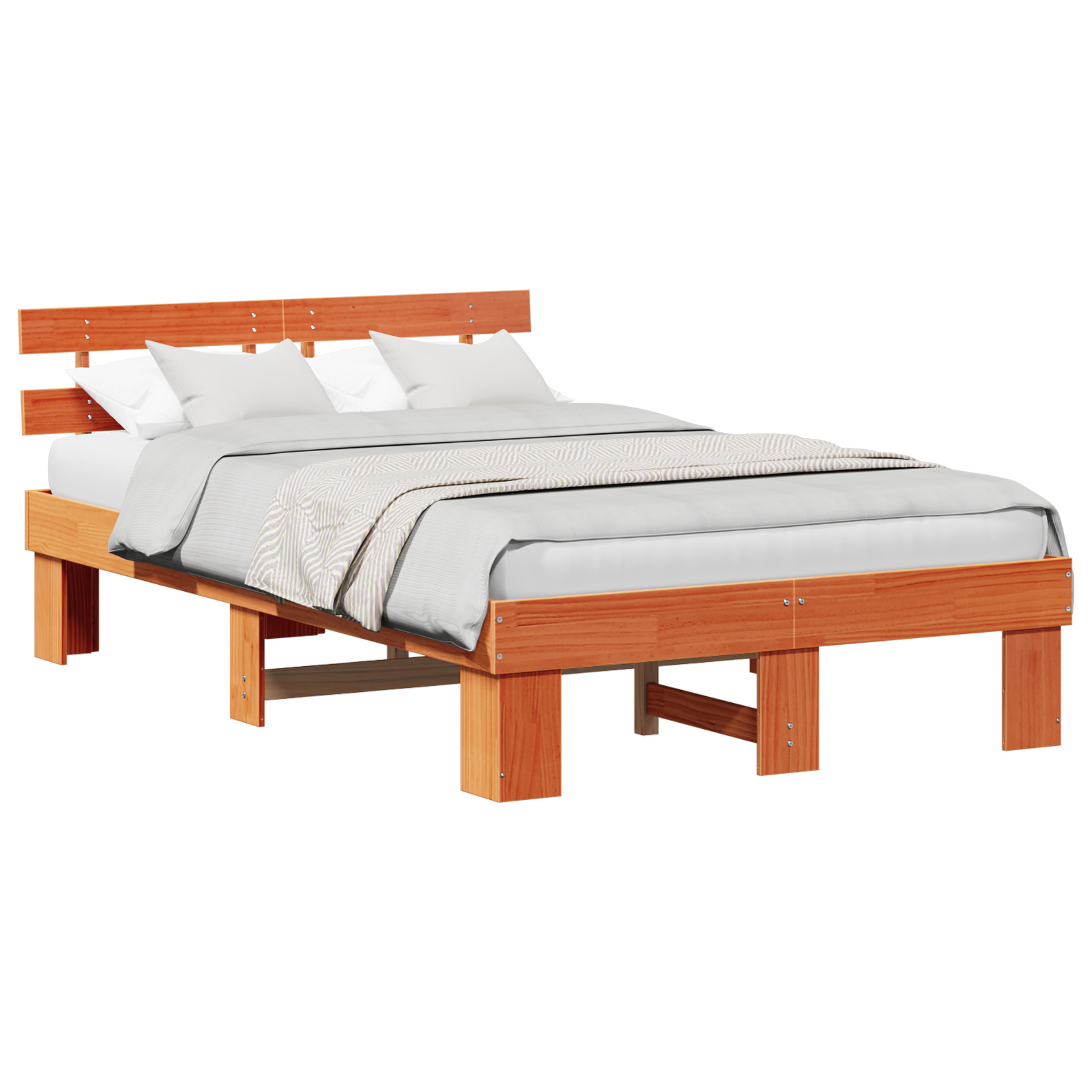 Bed Frame with Headboard Wax Brown 140x190 cm Solid Wood Pine - Image 2