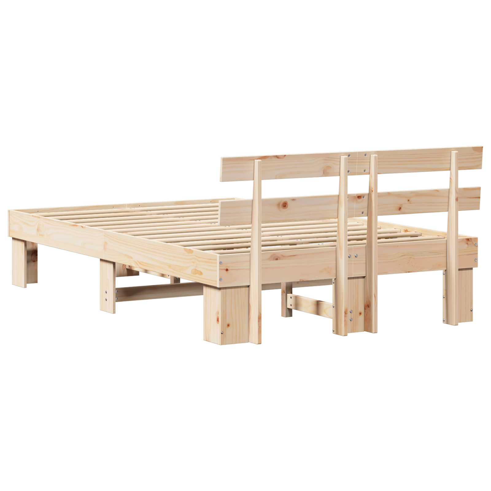 Bed Frame with Headboard 135x190 cm Solid Wood Pine - Image 8