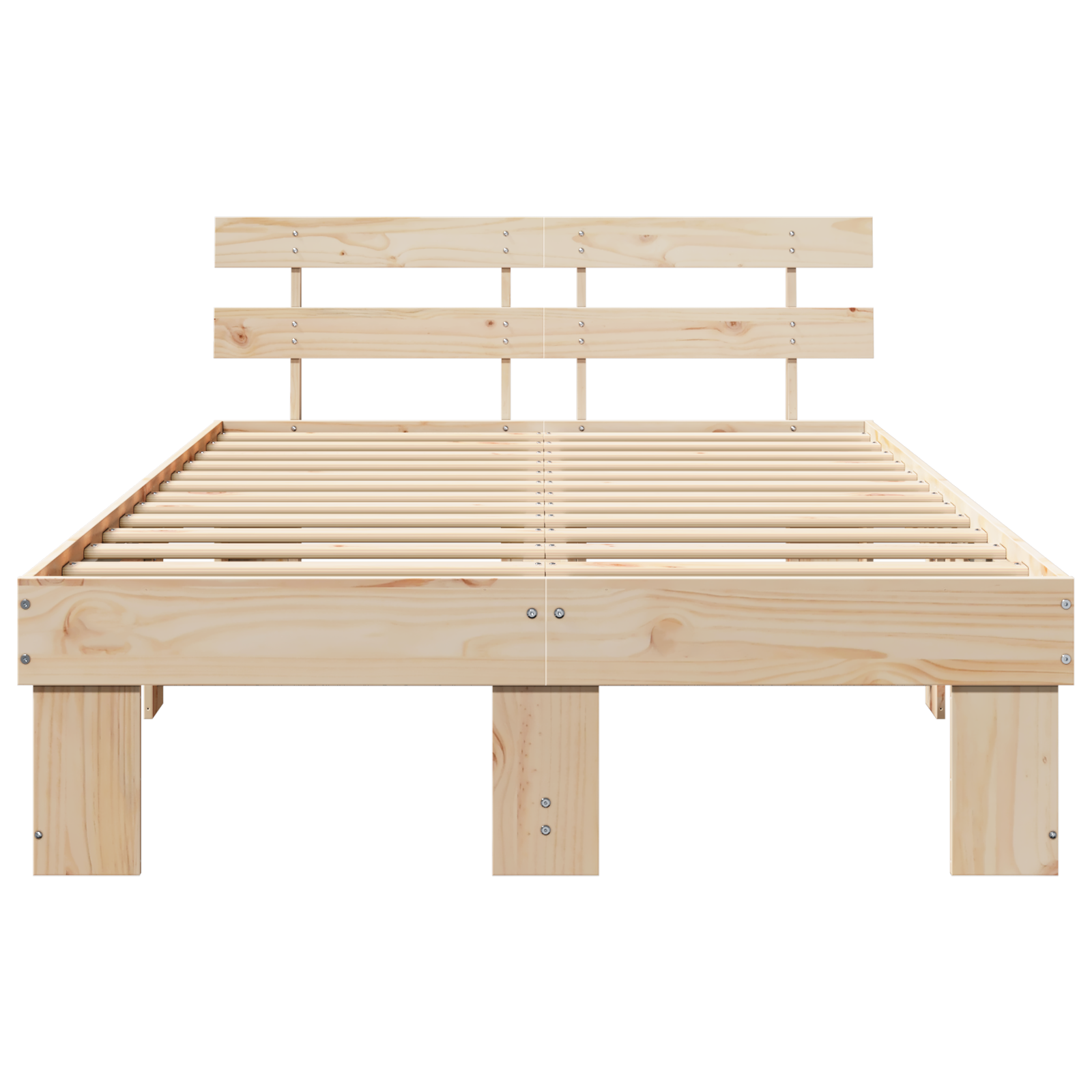Bed Frame with Headboard 135x190 cm Solid Wood Pine - Image 6