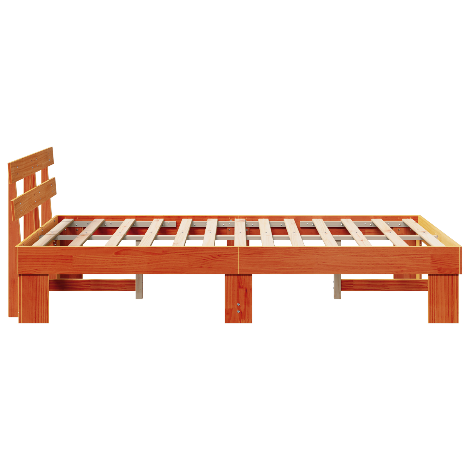 Bed Frame with Headboard Wax Brown 135x190 cm Solid Wood Pine - Image 7