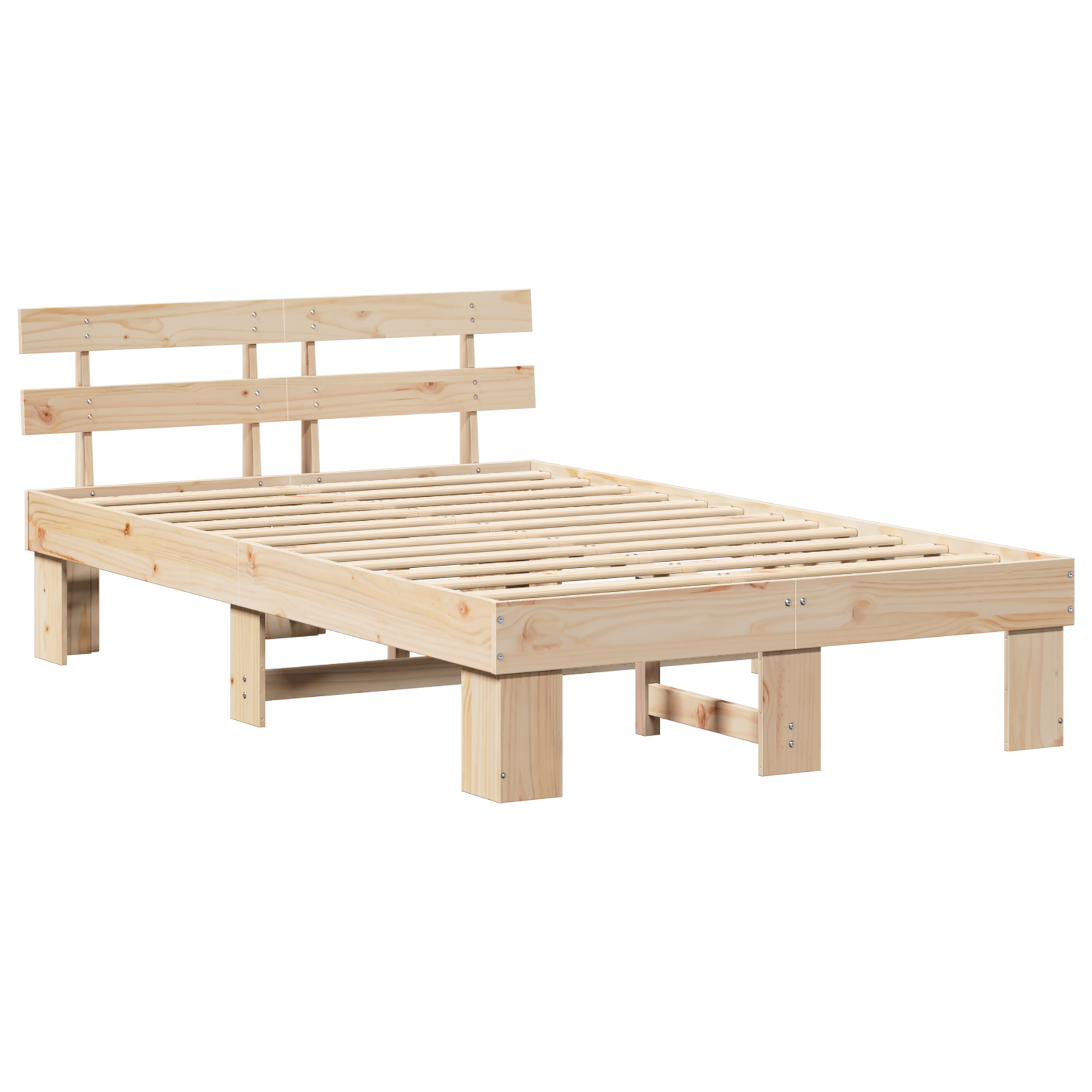 Bed Frame with Headboard 120x190 cm Solid Wood Pine - Image 3