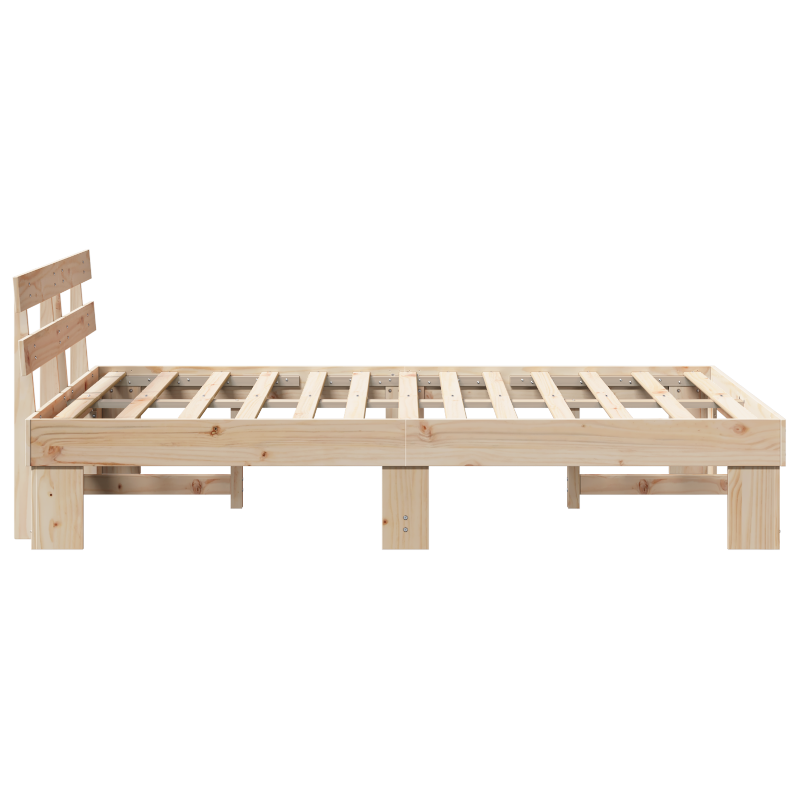 Bed Frame with Headboard 120x190 cm Solid Wood Pine - Image 7