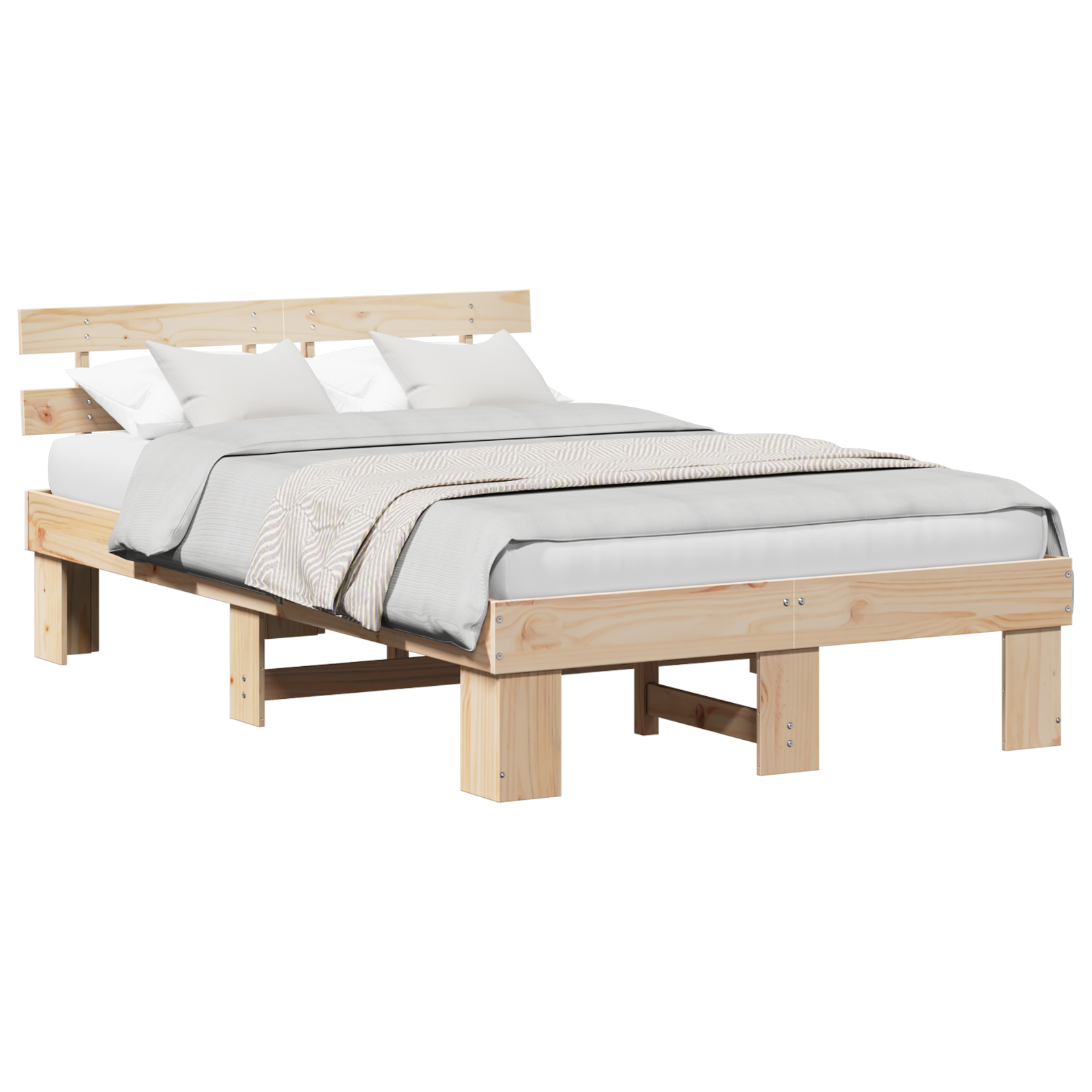 Bed Frame with Headboard 120x190 cm Solid Wood Pine - Image 2