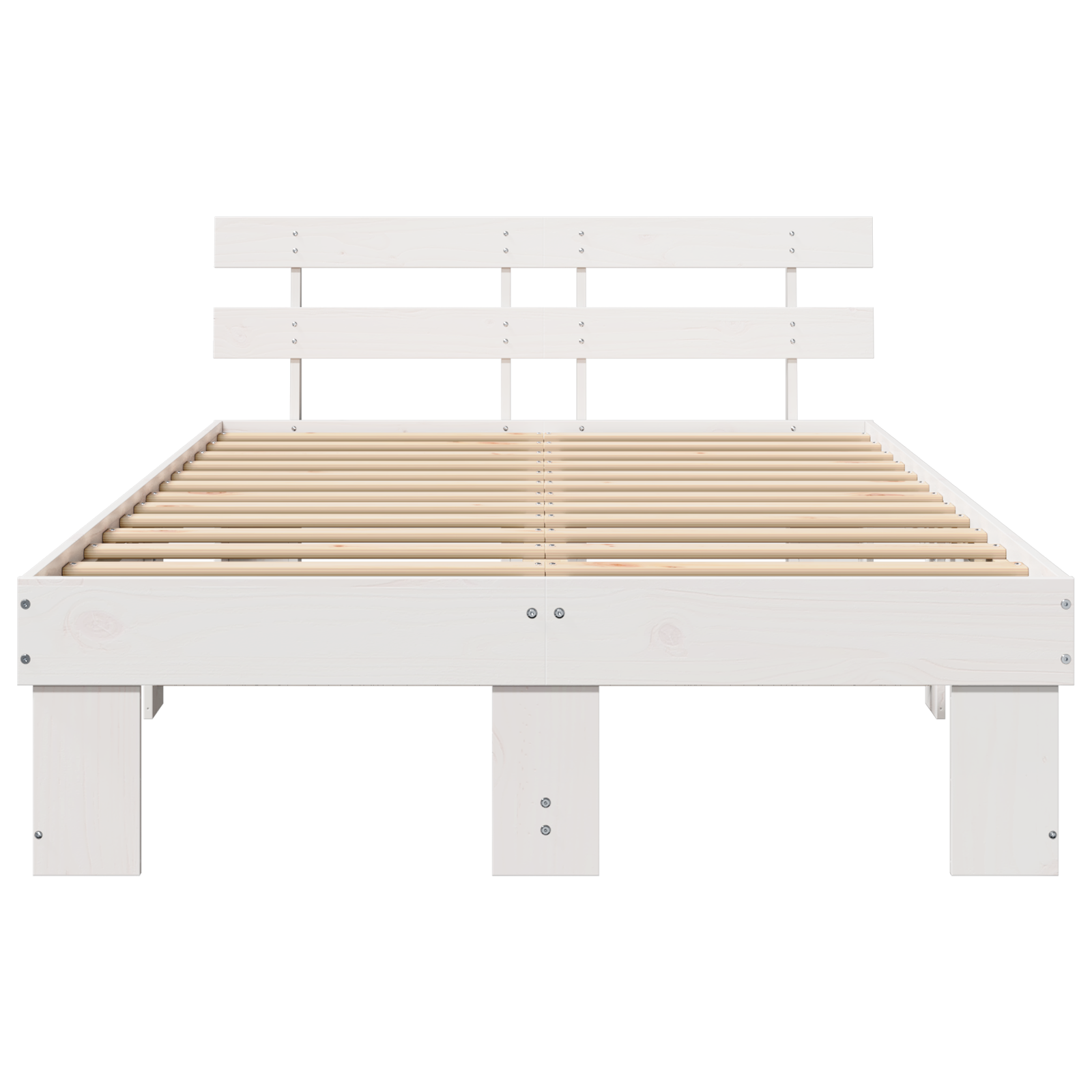 Bed Frame with Headboard White 120x190 cm Solid Wood Pine - Image 6