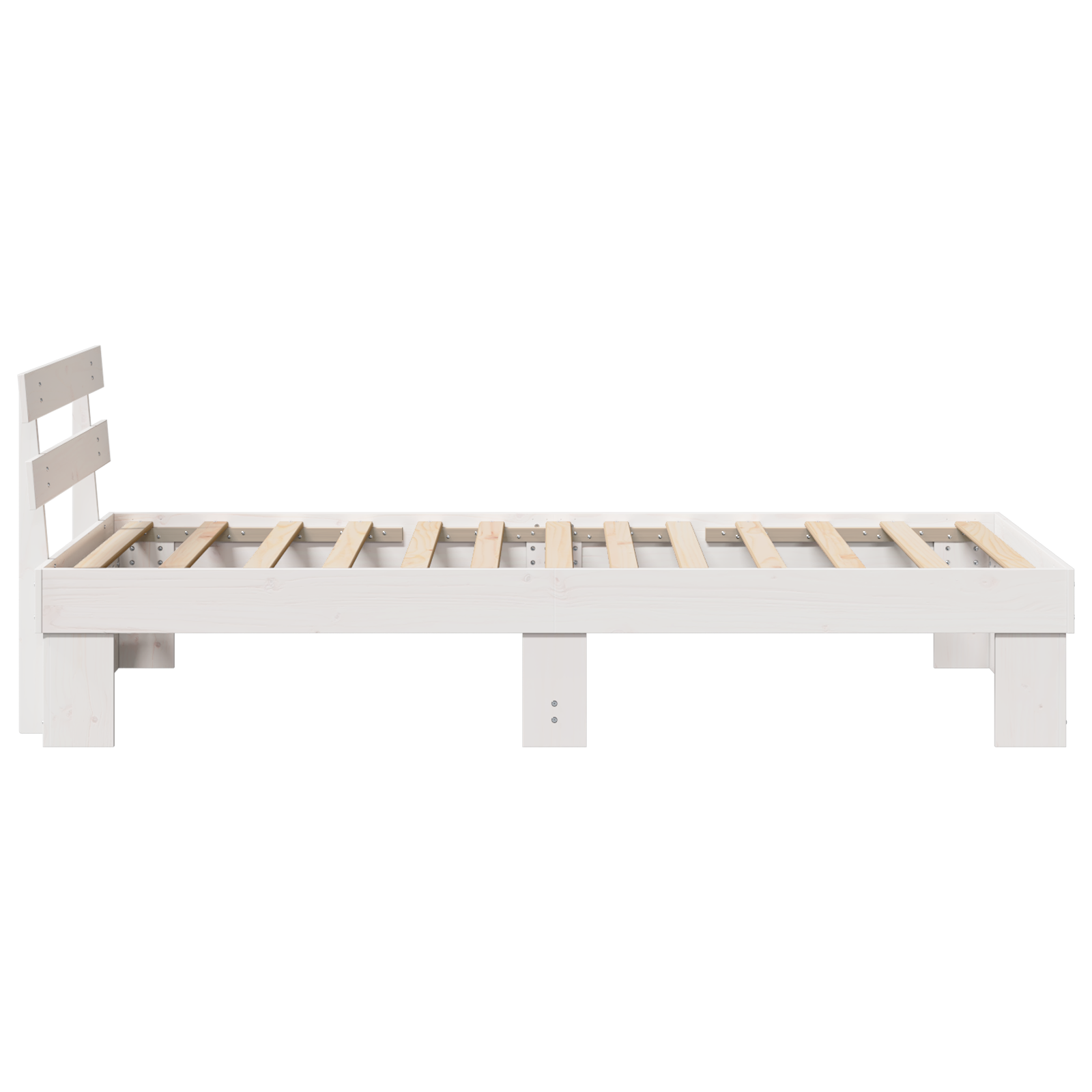Bed Frame with Headboard White 100x200 cm Solid Wood Pine - Image 7