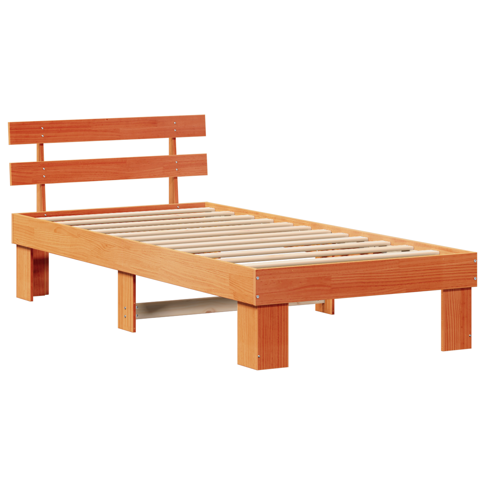 Bed Frame with Headboard Wax Brown 100x200 cm Solid Wood Pine - Image 3