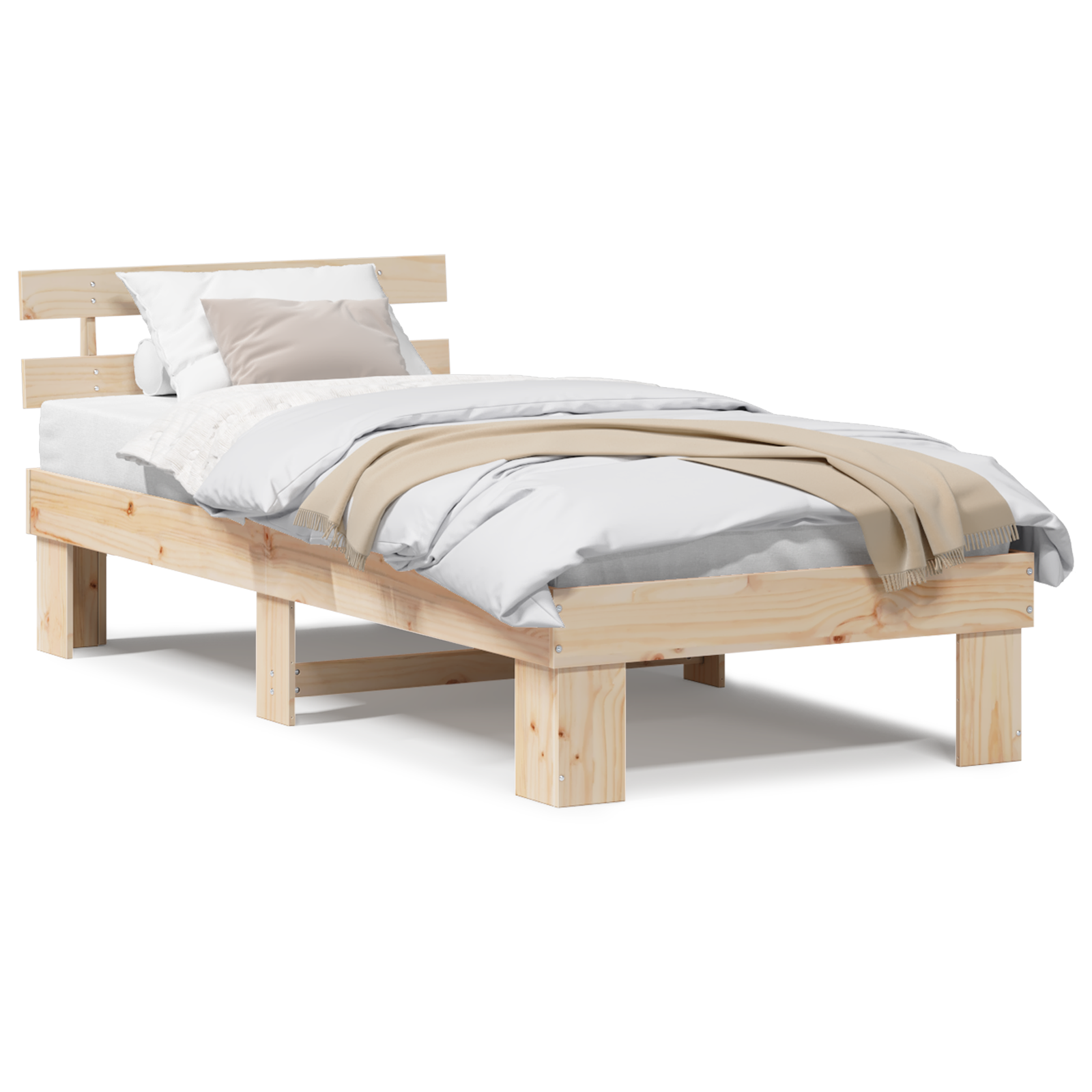 Bed Frame with Headboard 90x200 cm Solid Wood Pine - Image 4