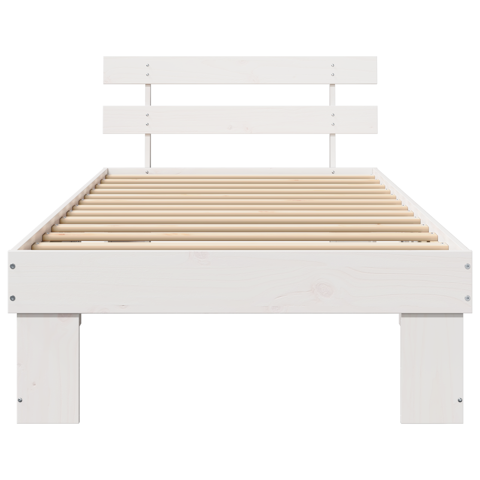 Bed Frame with Headboard White 90x200 cm Solid Wood Pine - Image 6