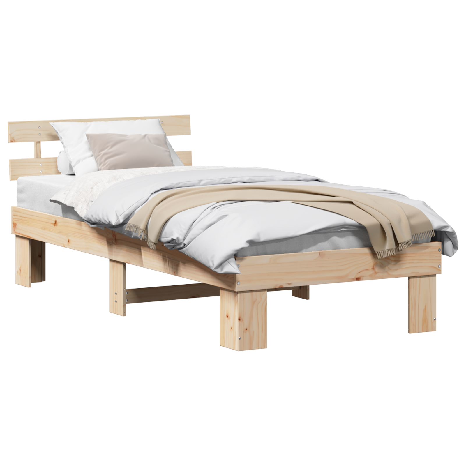 Bed Frame with Headboard 80x200 cm Solid Wood Pine - Image 2