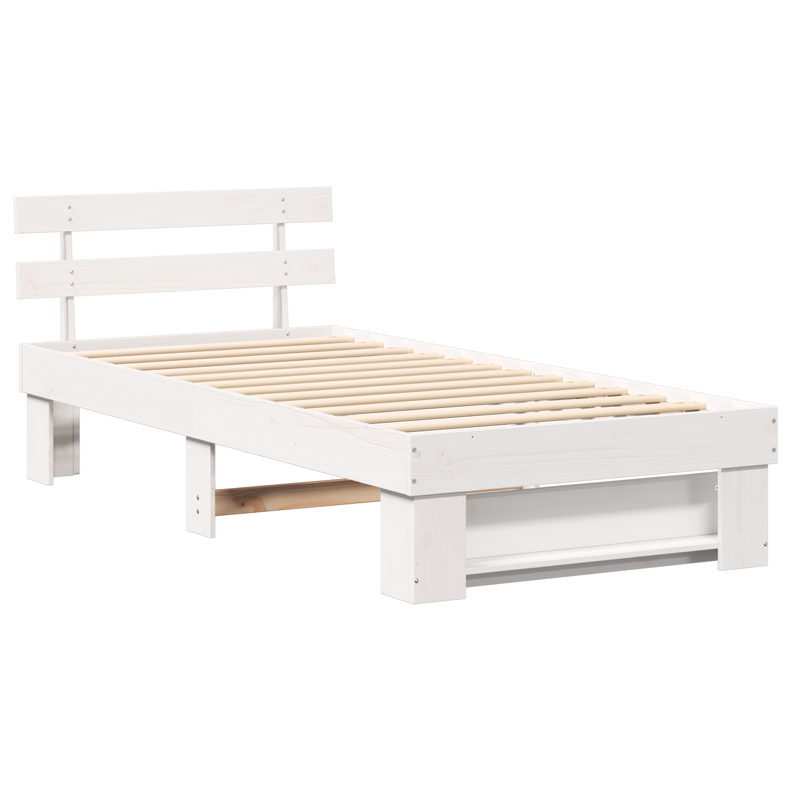 Bedframe met hoofdeinde Wit 90 x 200 cm Massief grenenhout image 2