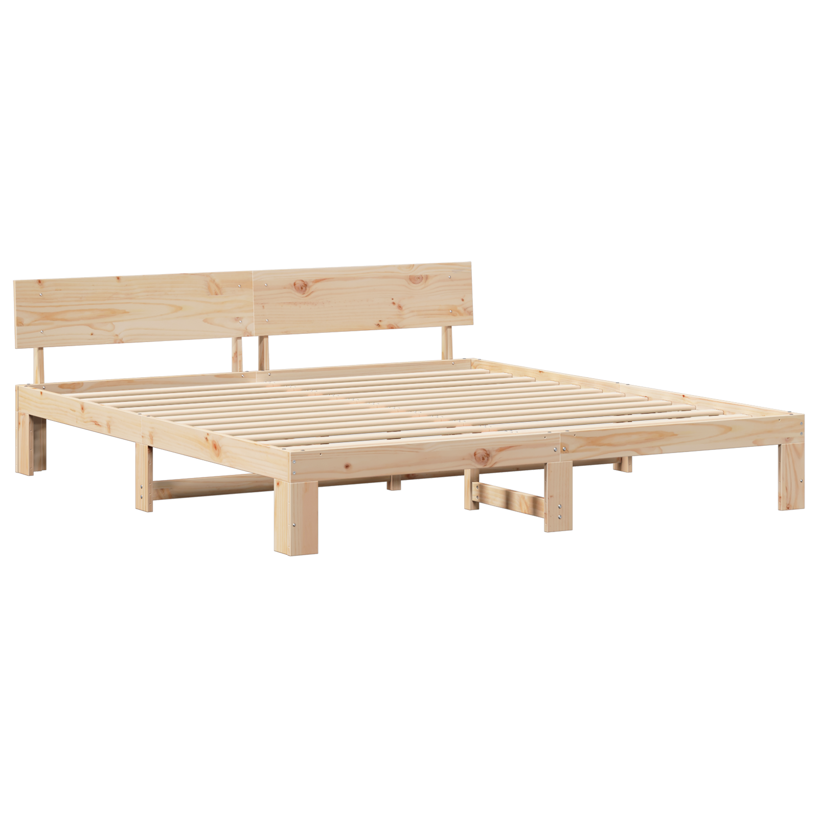 Bed Frame with Headboard 200x200 cm Solid Pine Wood - Image 3