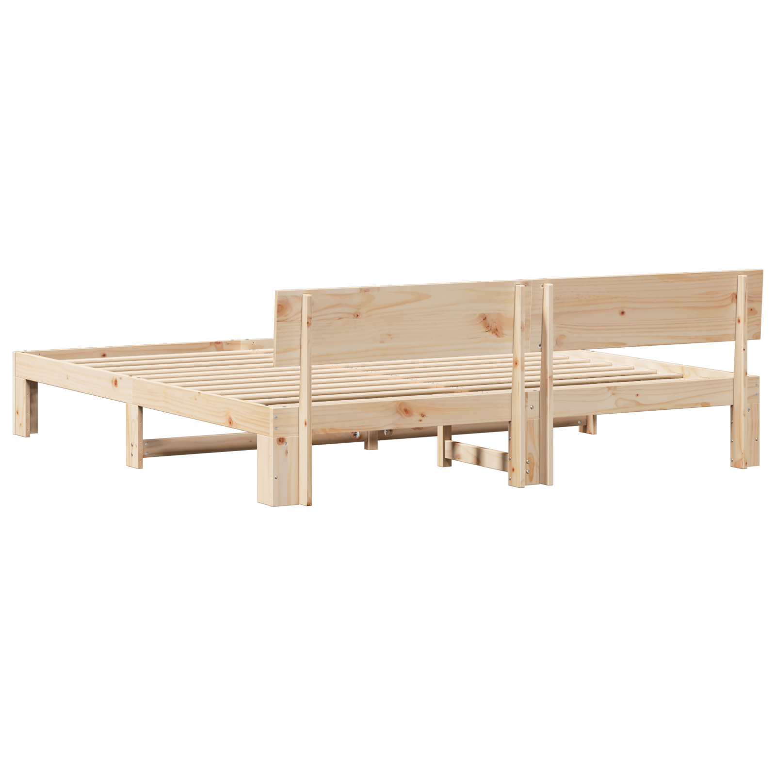 Bed Frame with Headboard 200x200 cm Solid Pine Wood - Image 8