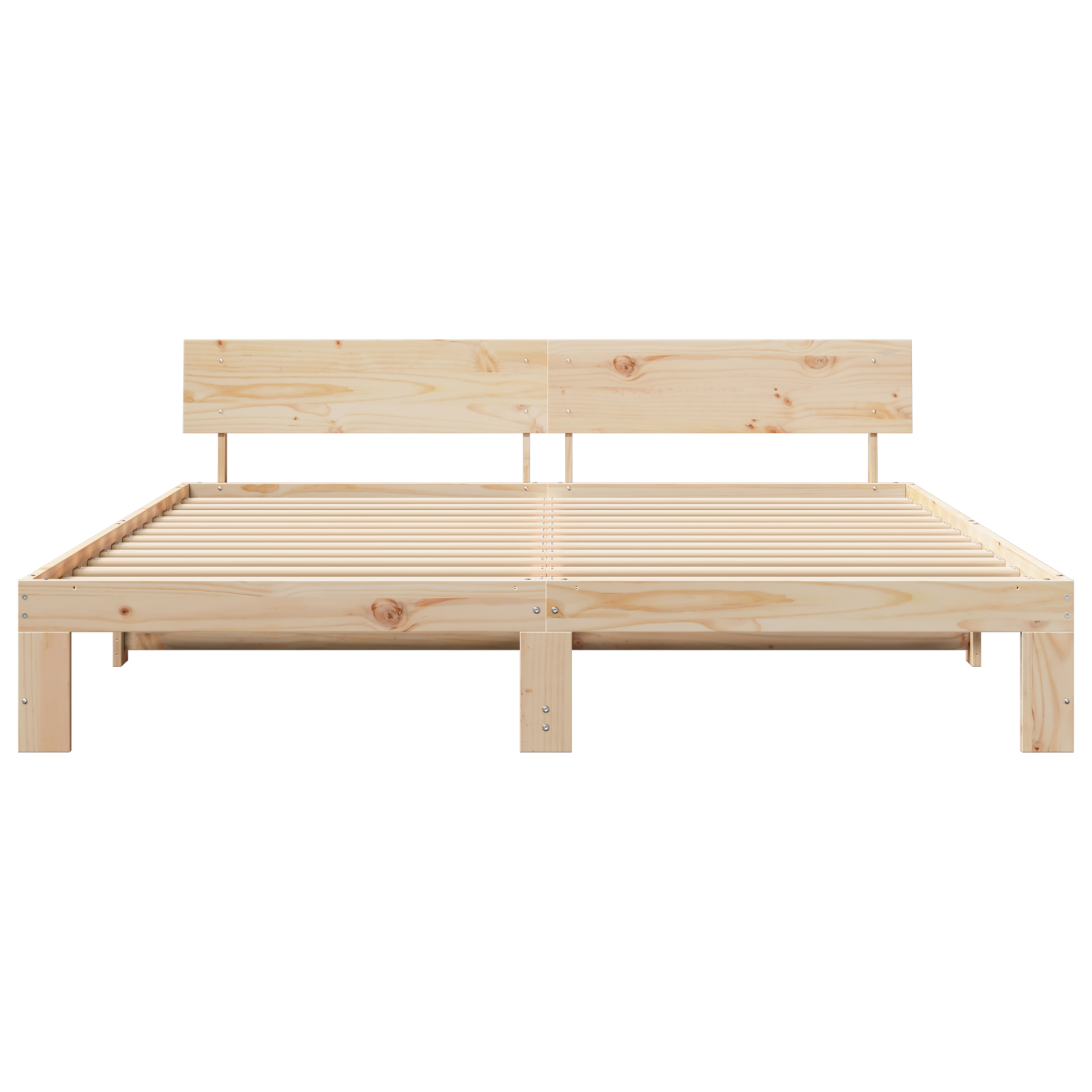 Bed Frame with Headboard 200x200 cm Solid Pine Wood - Image 6