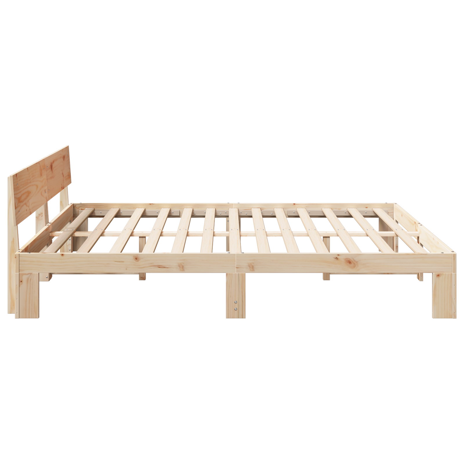 Bed Frame with Headboard 200x200 cm Solid Pine Wood - Image 7