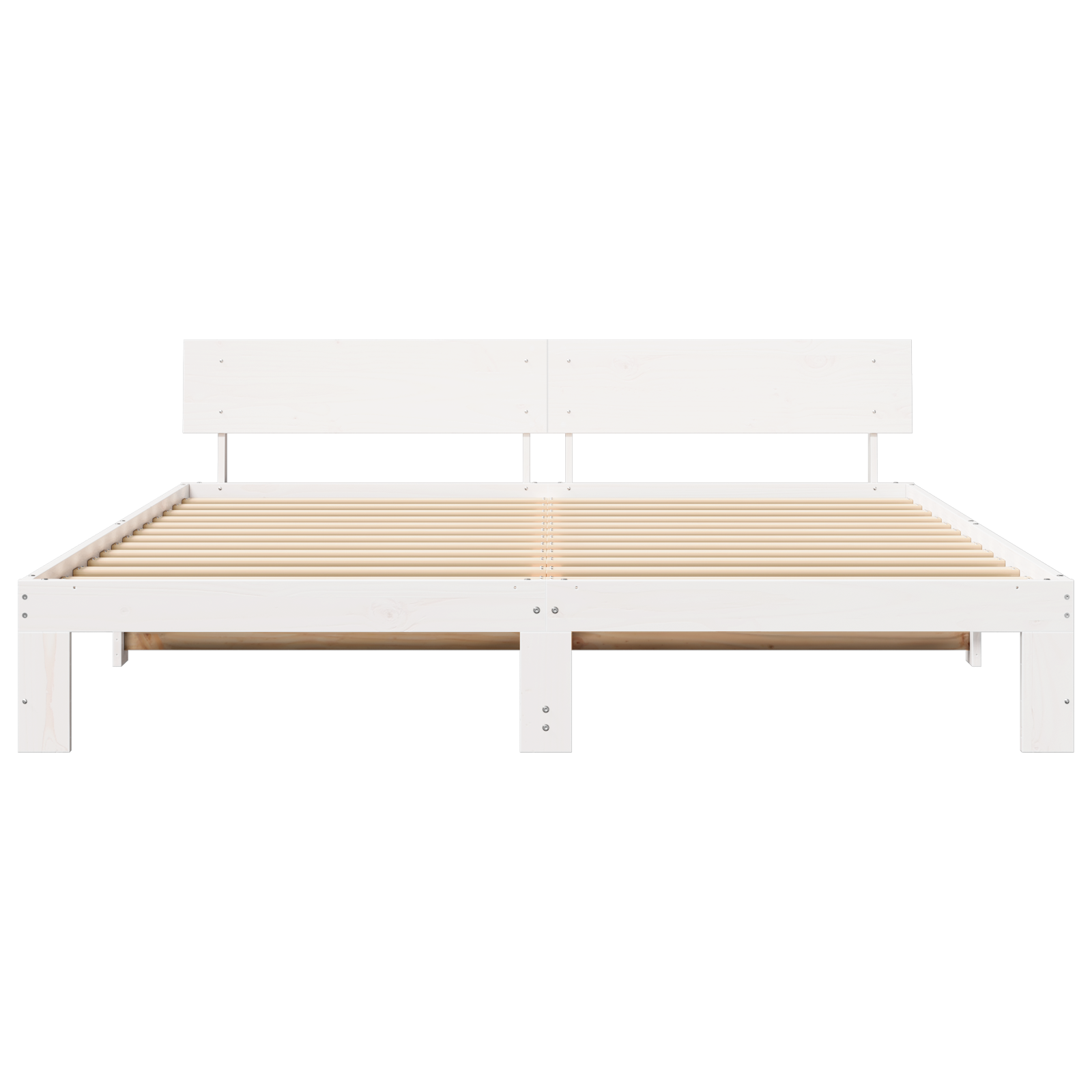 Bed Frame with Headboard White 200x200 cm Solid Pine Wood - Image 6
