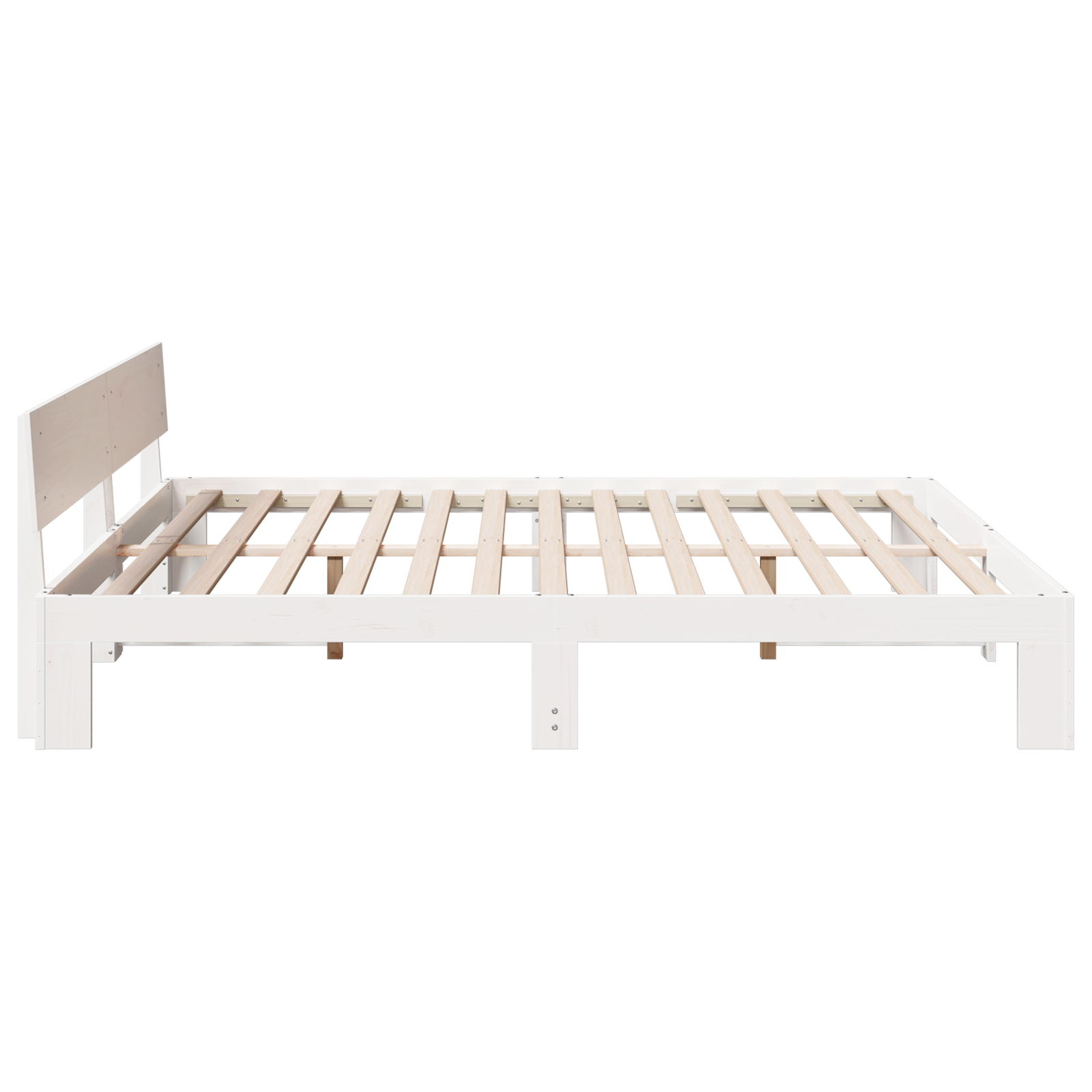 Bed Frame with Headboard White 200x200 cm Solid Pine Wood - Image 7