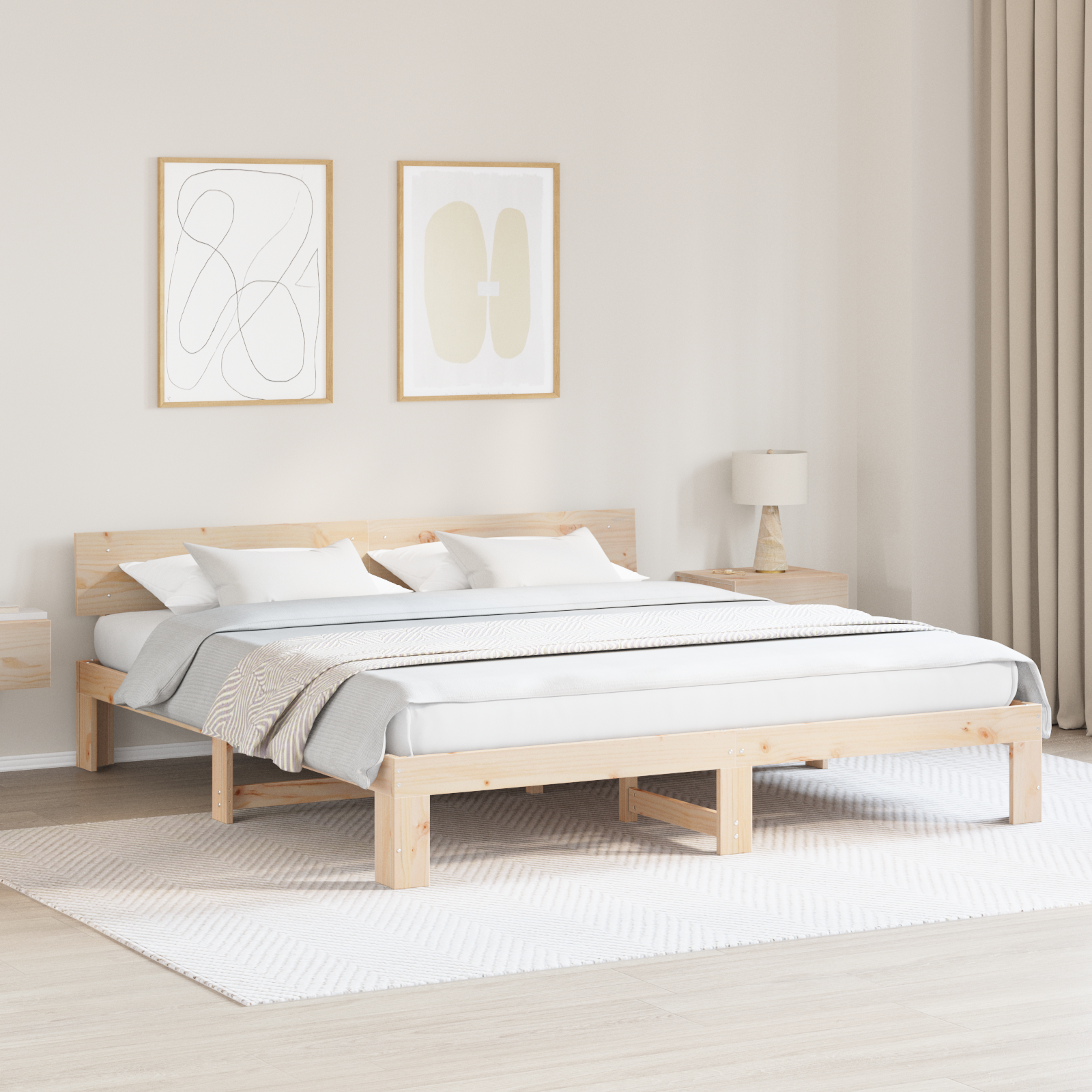 Bedframe met hoofdbord 180×200 cm Massief grenenhout