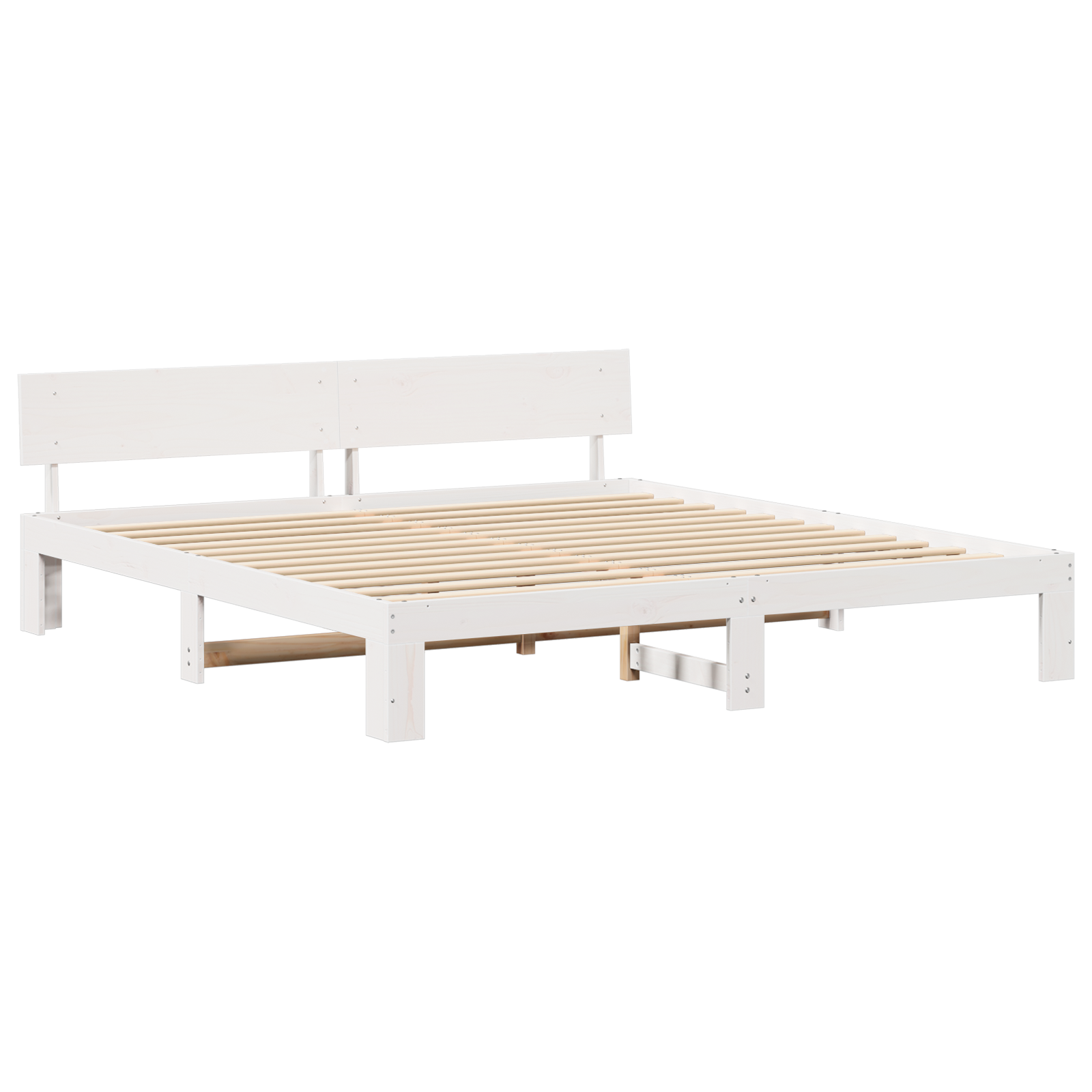Bed Frame with Headboard White 180x200 cm Solid Pine Wood - Image 3
