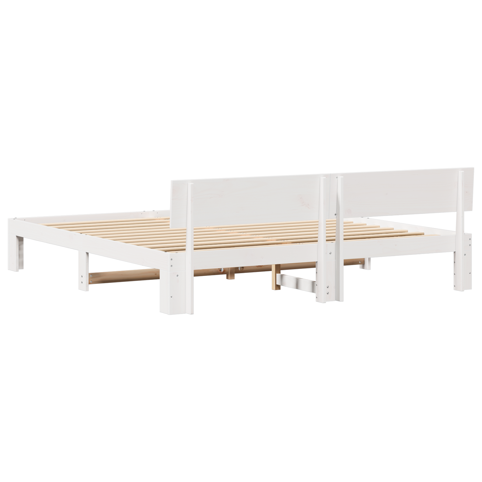 Bed Frame with Headboard White 180x200 cm Solid Pine Wood - Image 9