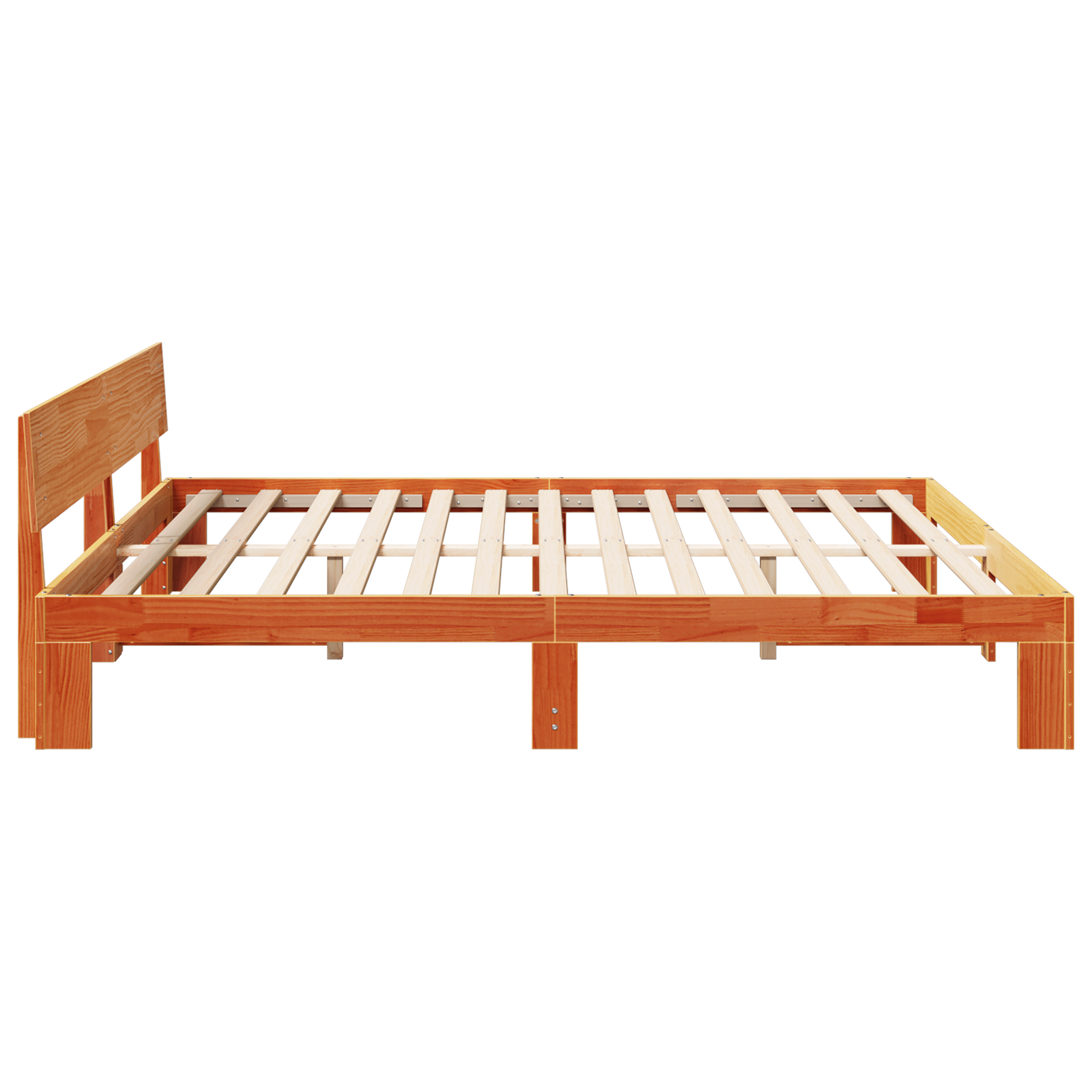 Bed Frame with Headboard Wax Brown 180x200 cm Solid Pine Wood - Image 7