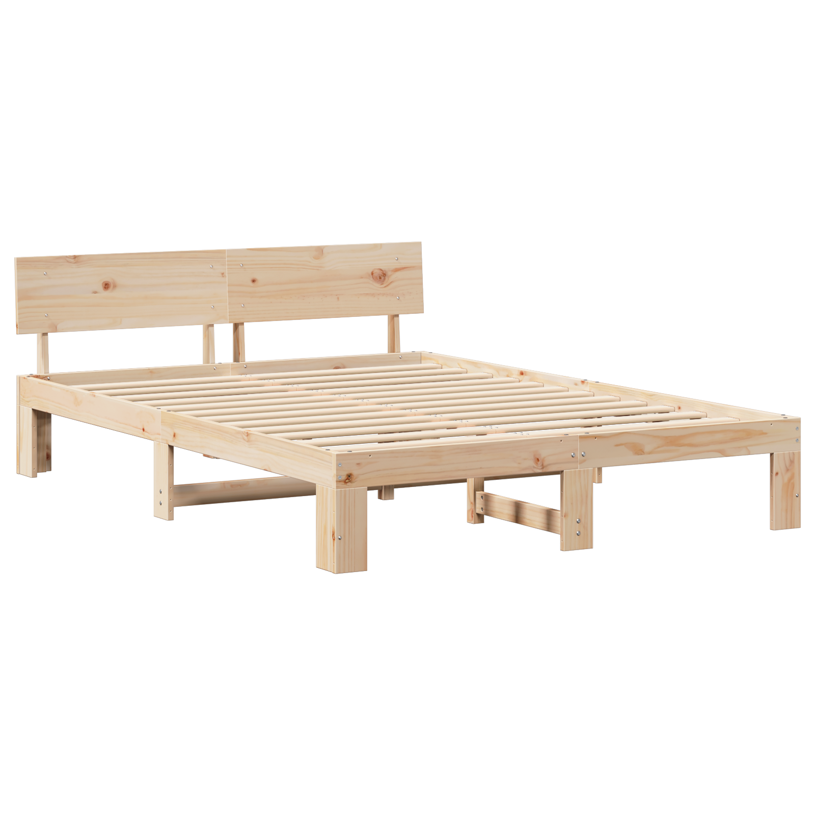 Bed Frame with Headboard 160x200 cm Solid Pine Wood - Image 3
