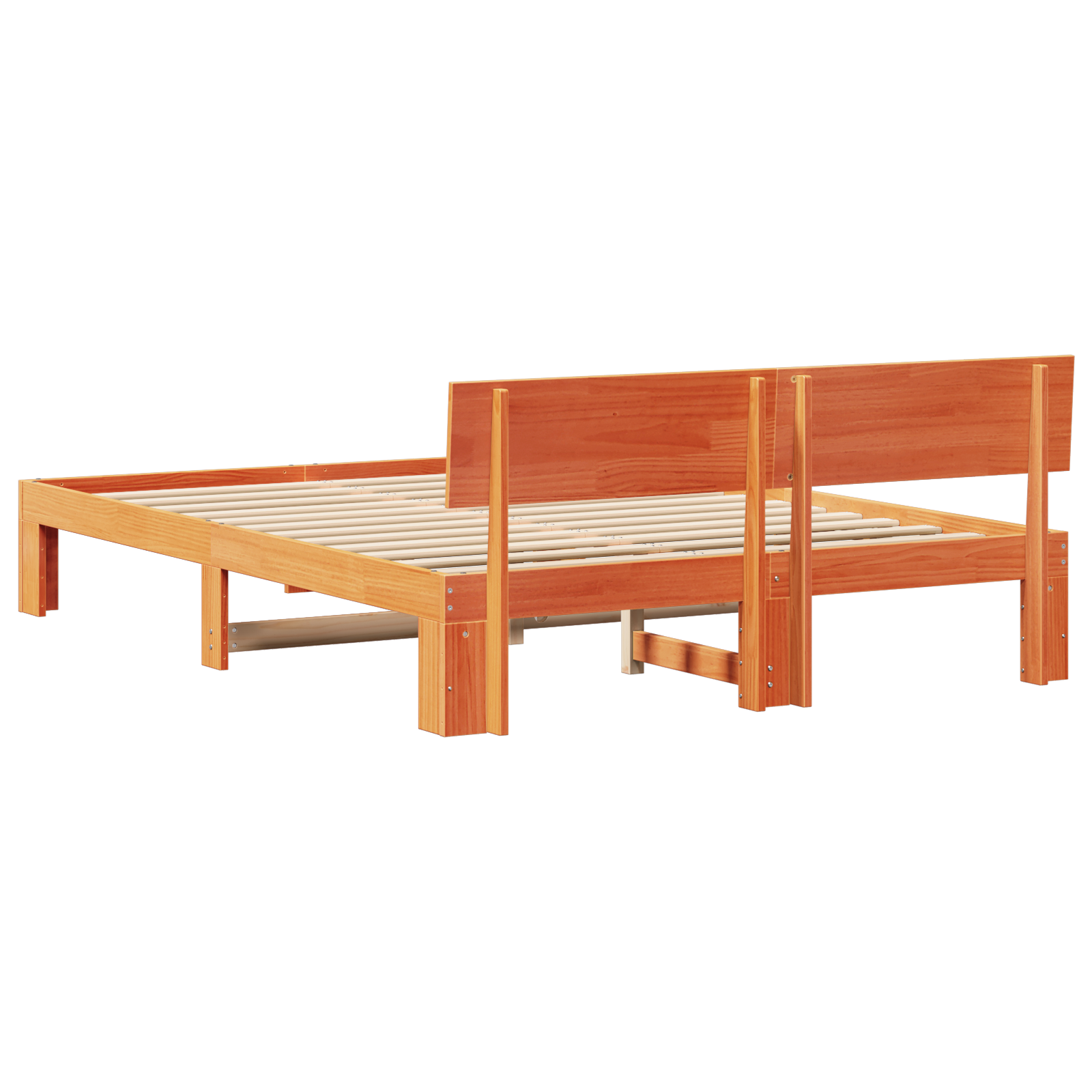 Bed Frame with Headboard Wax Brown 150x200 cm Solid Pine Wood - Image 8