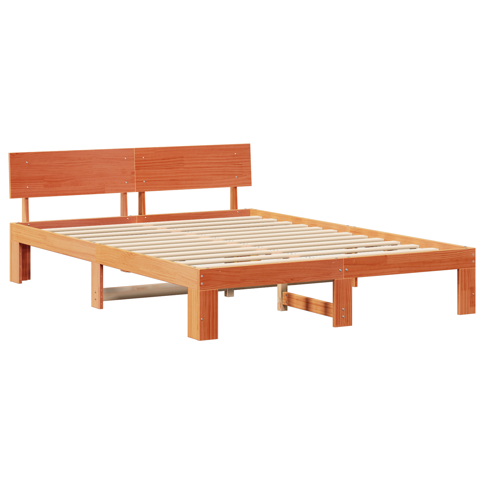Bed Frame with Headboard Wax Brown 140x200 cm Solid Pine Wood - Image 3