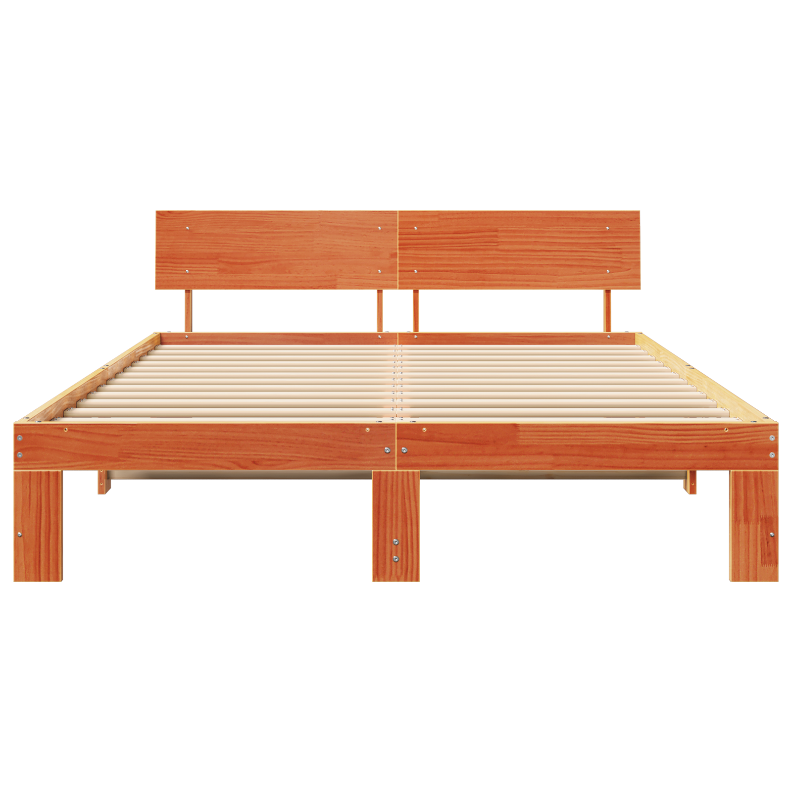 Bed Frame with Headboard Wax Brown 140x200 cm Solid Pine Wood - Image 6