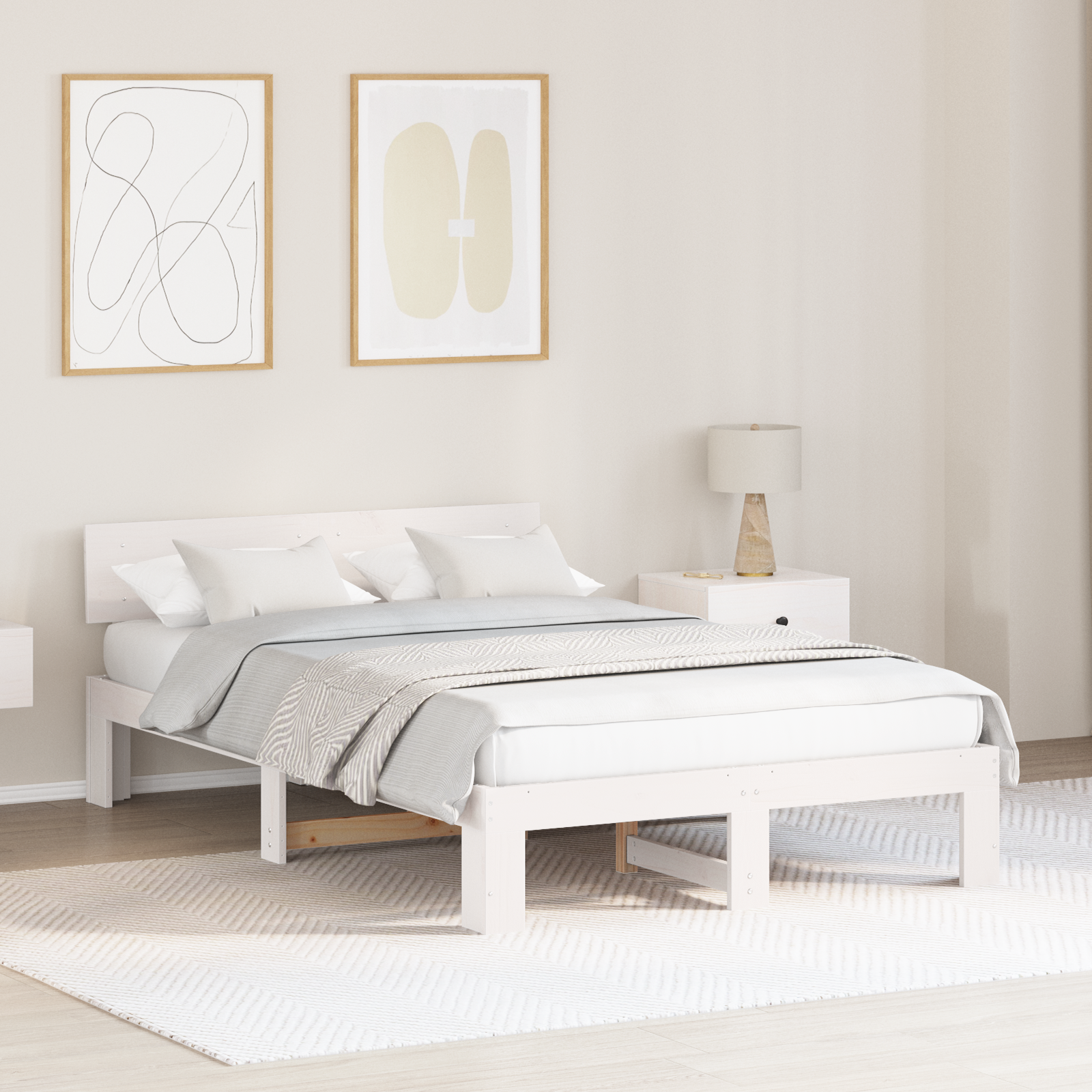 Bedframe met hoofdbord Wit 120×200 cm Massief Grenenhout