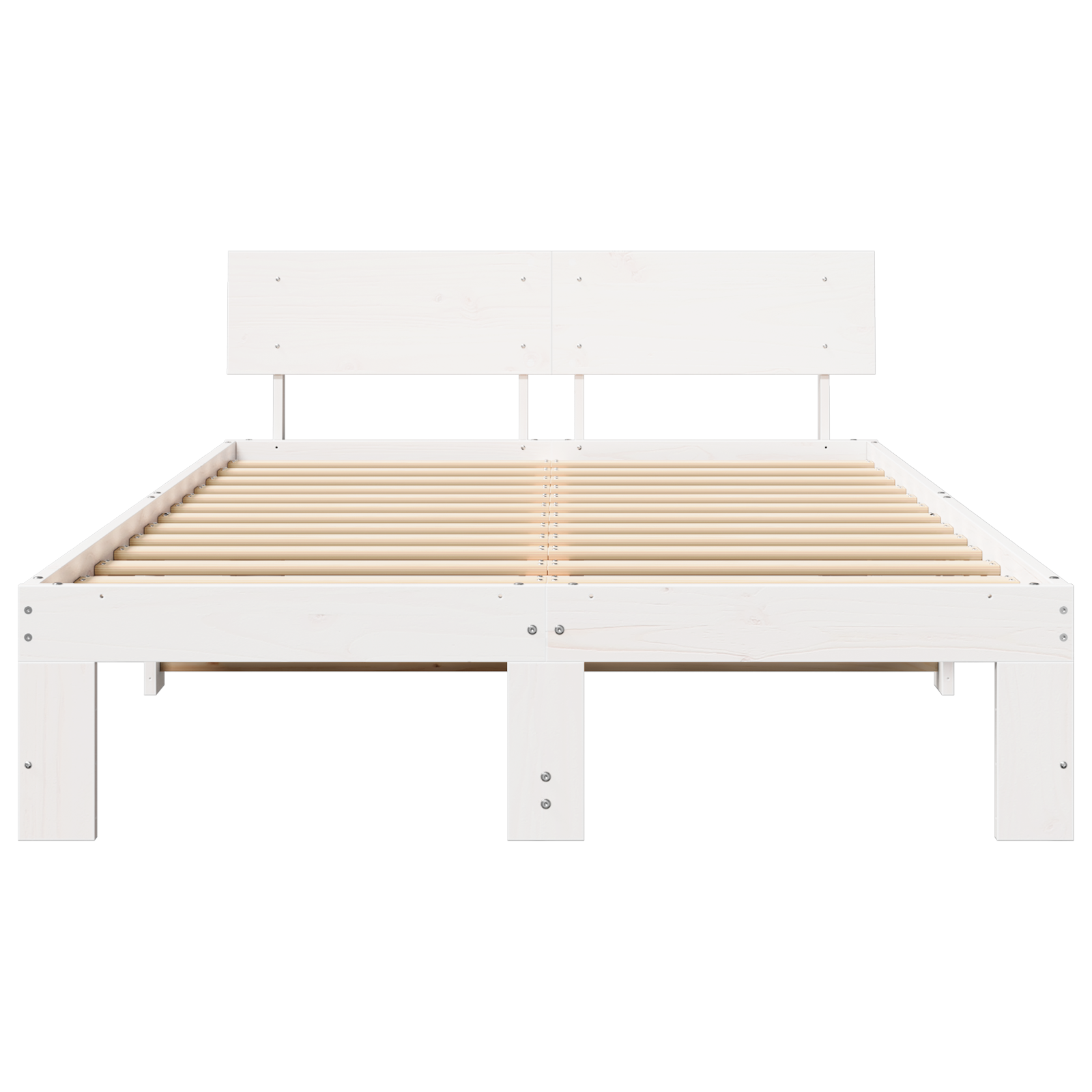 Lovos rėmas su galvūgaliu Balta 140x190 cm Solidžios Pušies Medienos - Image 6