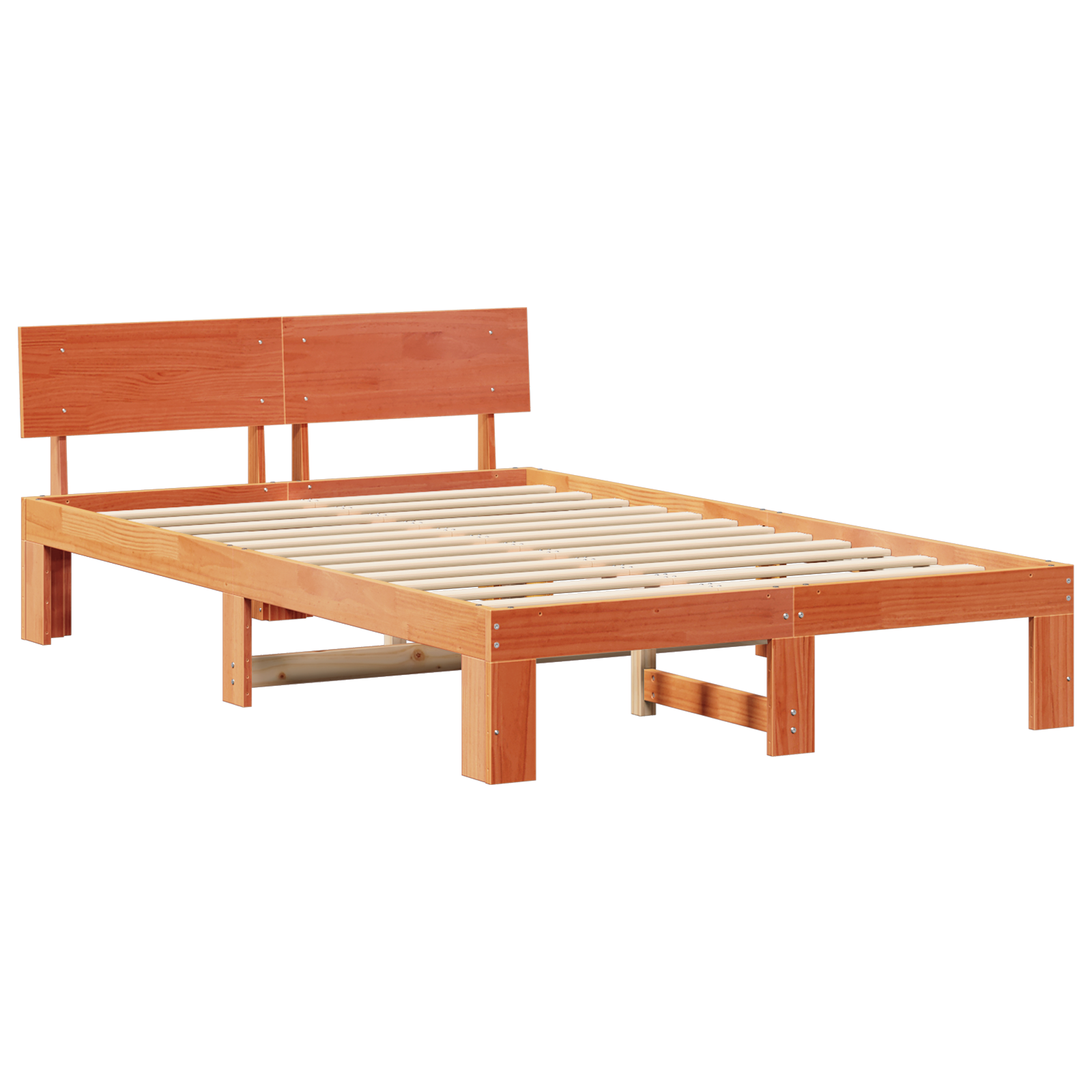 Bed Frame with Headboard Wax Brown 120x190 cm Solid Pine Wood - Image 3