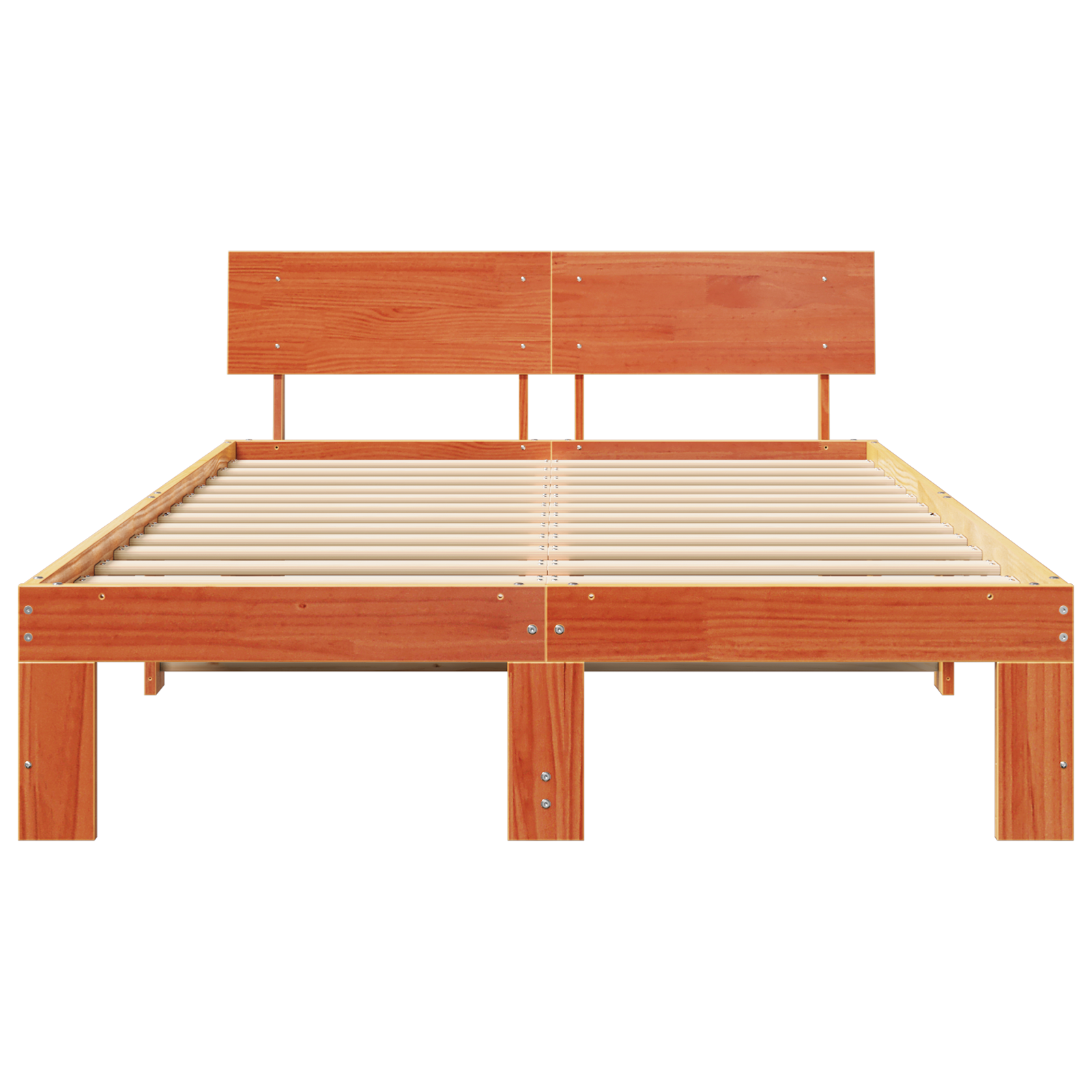 Bed Frame with Headboard Wax Brown 120x190 cm Solid Pine Wood - Image 6