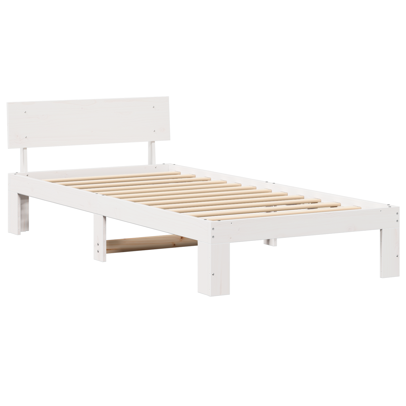  vidaXL Fehér ágykeret fejvéggel 100x200 cm tömör fenyőfából akciós termékkép 1