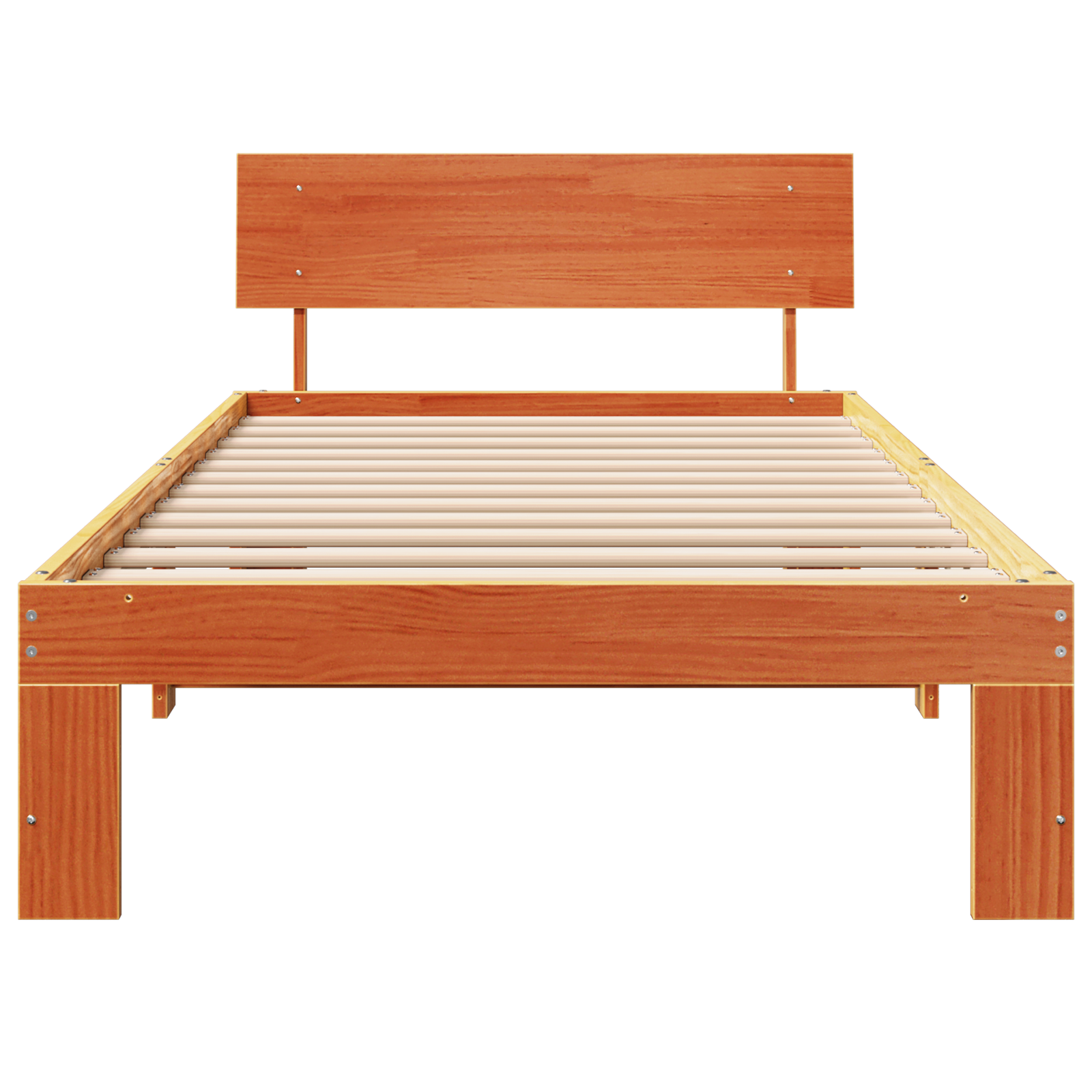 Bed Frame with Headboard Wax Brown 90x200 cm Solid Pine Wood - Image 6