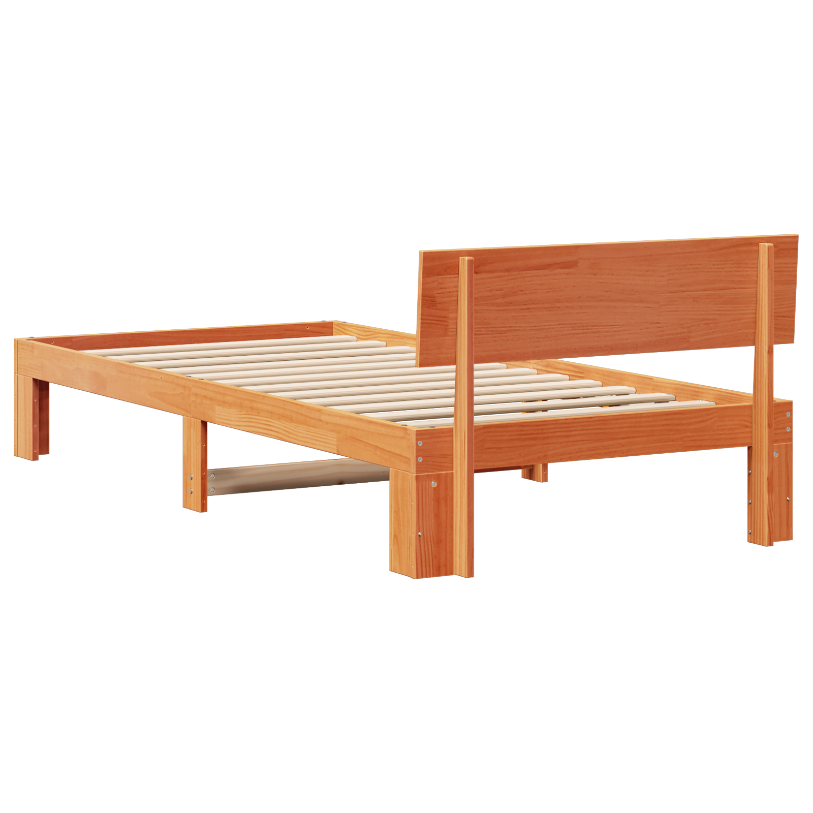 Bed Frame with Headboard Wax Brown 90x190 cm Solid Pine Wood - Image 8