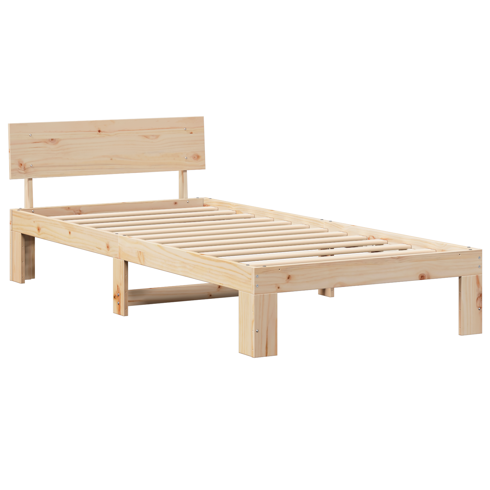 Bedframe met hoofdeinde Naturel 75 x 190 cm Massief grenenhout