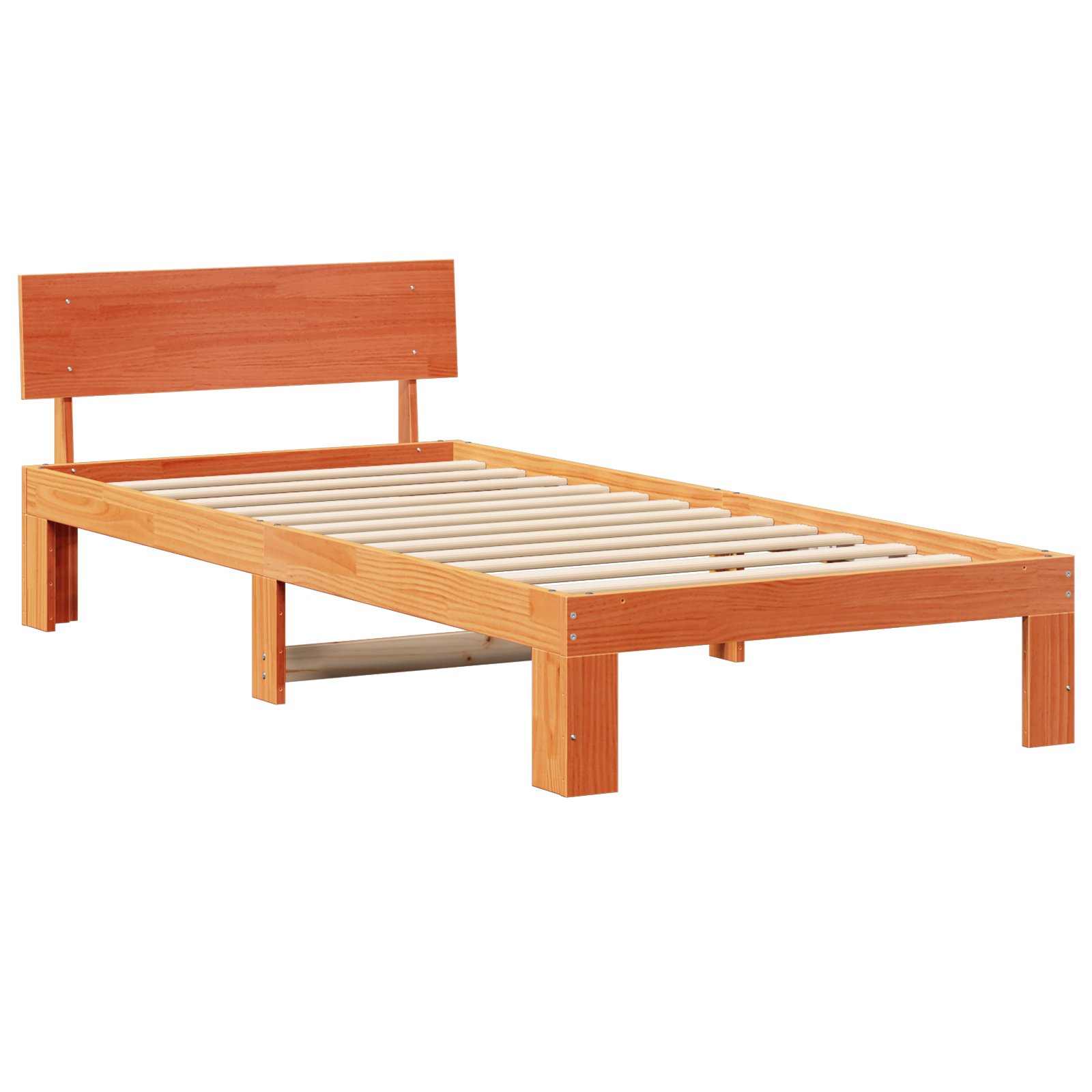 Bed Frame with Headboard Wax Brown 75x190 cm Solid Pine Wood - Image 3