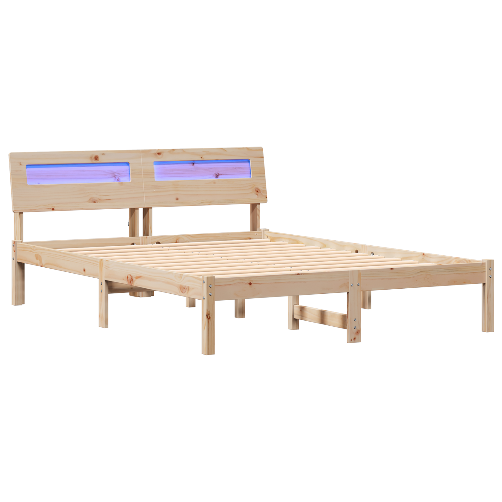 Bedframe met hoofdeinde Bruin 135 x 190 cm Massief grenenhout image 2