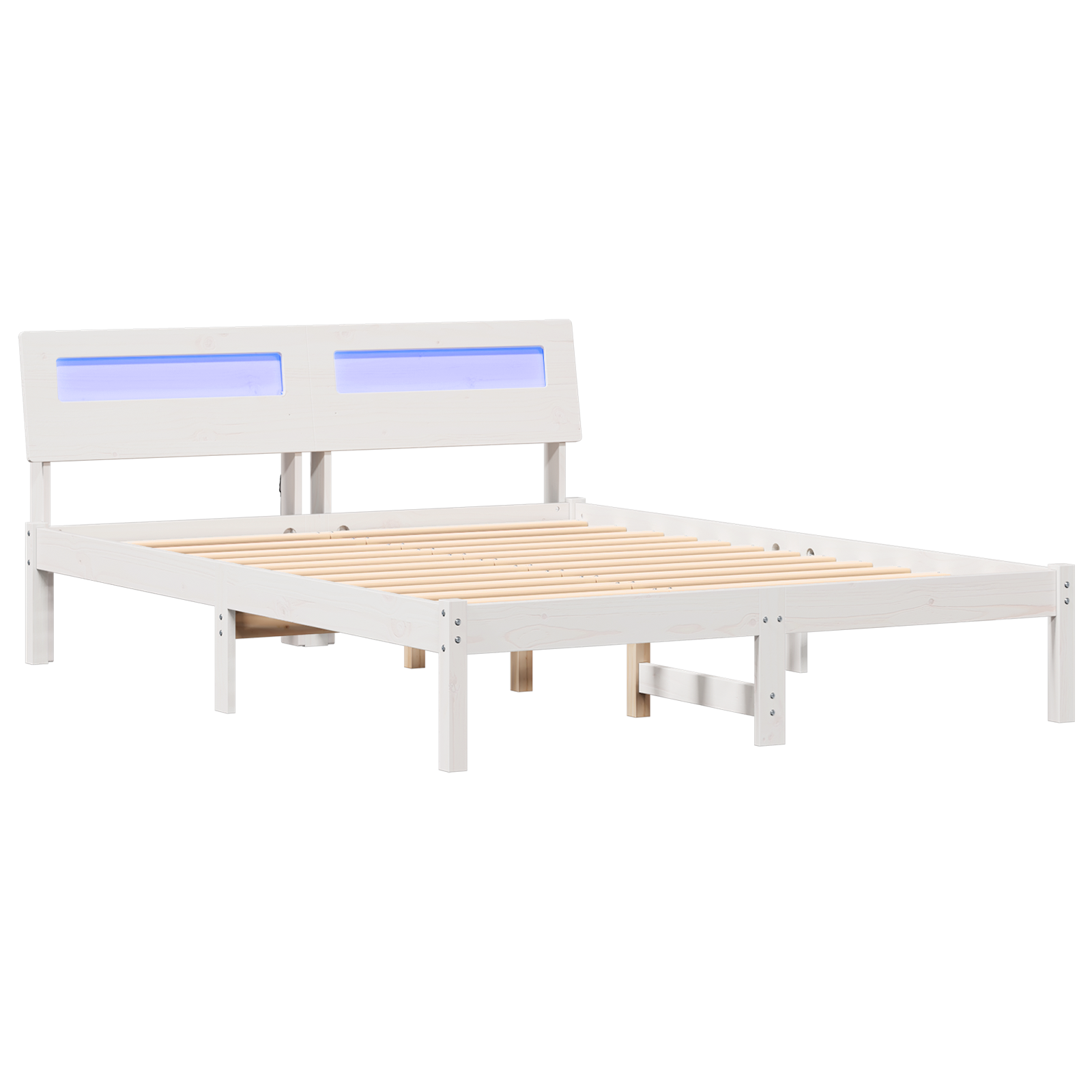 Bedframe met hoofdeinde Wit 135 x 190 cm Massief grenenhout image 2